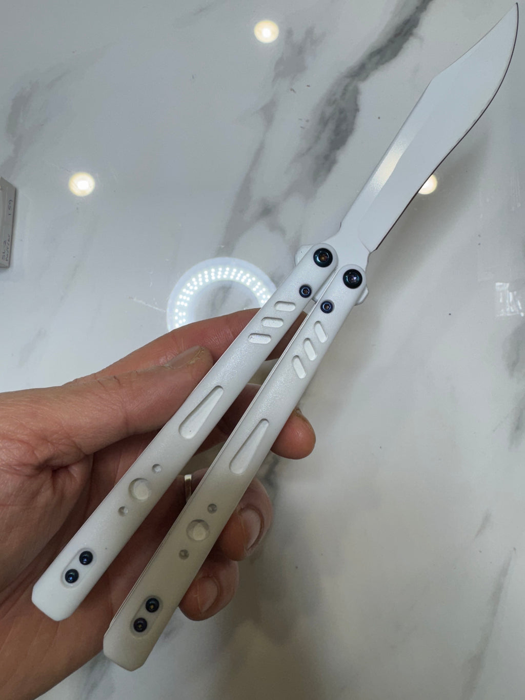 Butterfly Live Blade Balisong SEA LION1 White/White FREE SHIPPING Age 18+ only