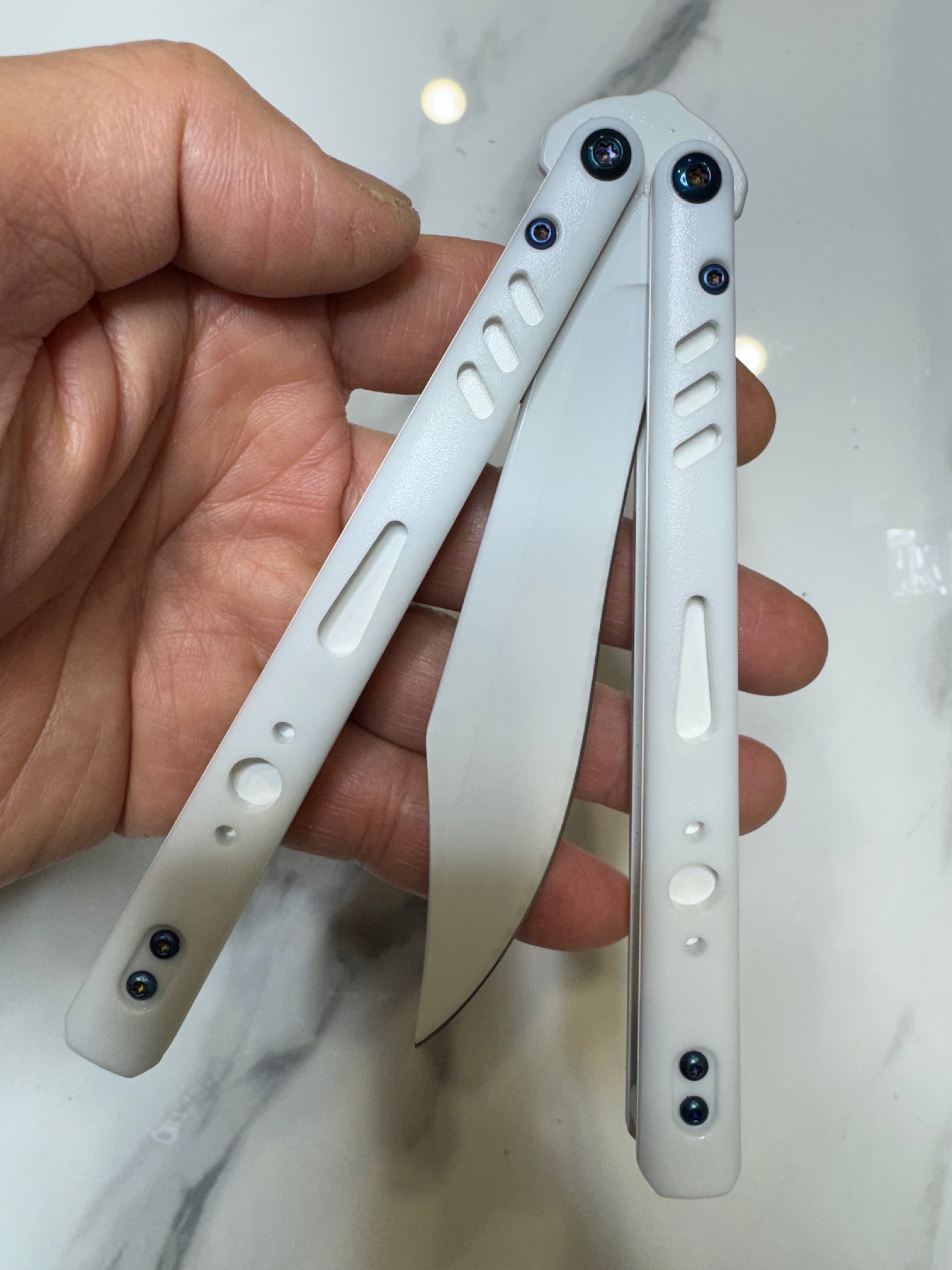 Butterfly Live Blade Balisong SEA LION1 White/White FREE SHIPPING Age 18+ only