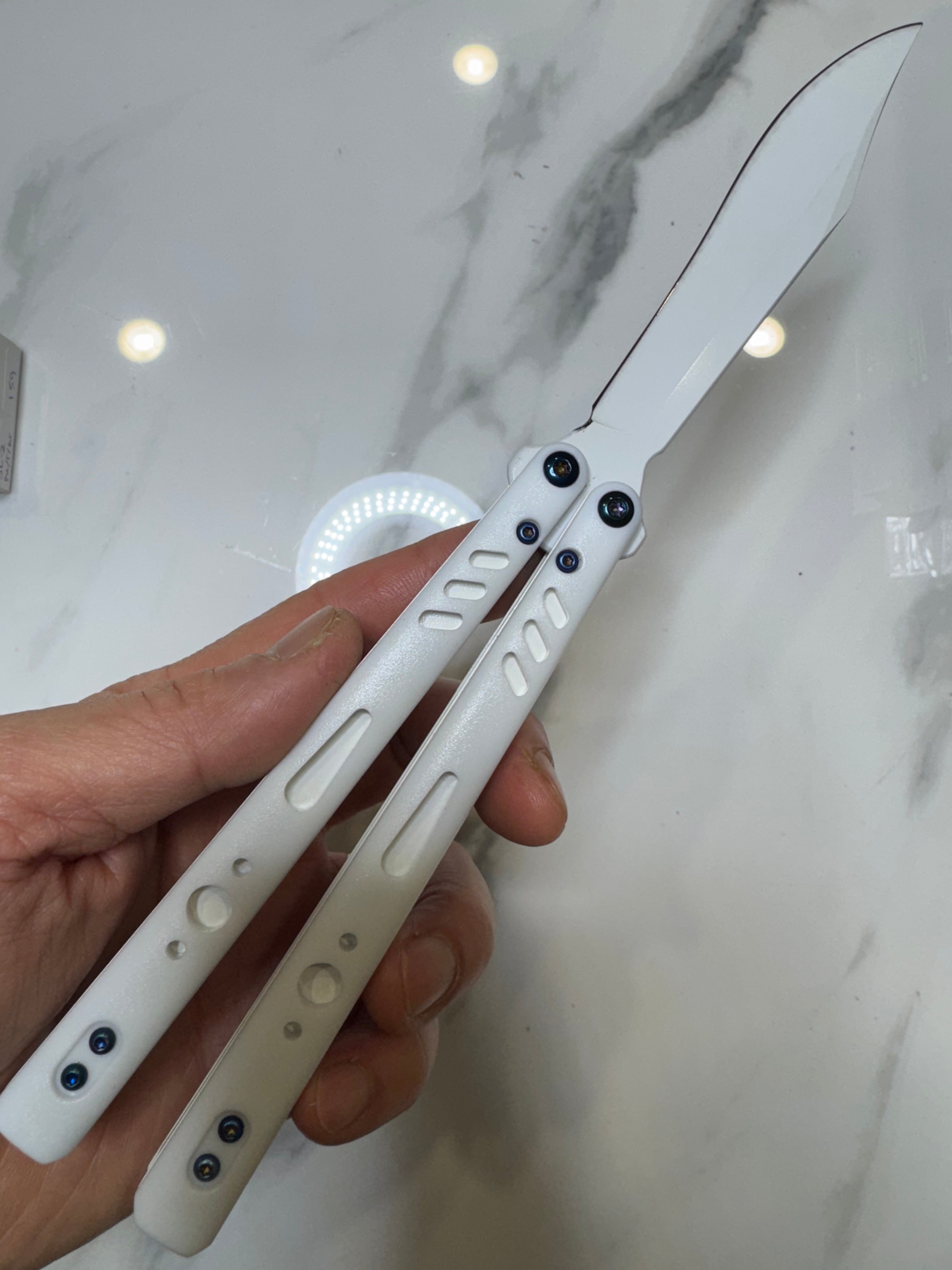 Butterfly Live Blade Balisong SEA LION1 White/White FREE SHIPPING Age 18+ only