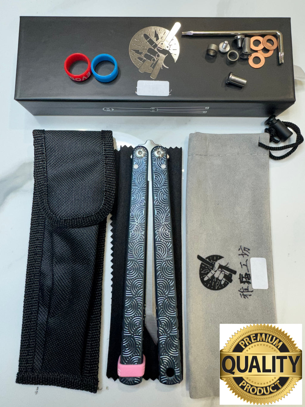 Butterfly Live Blade Balisong DRAGON TONGUE-2 (Grey handles Silver Blade) Gift Ideas FREE SHIPPING Age 18+ only