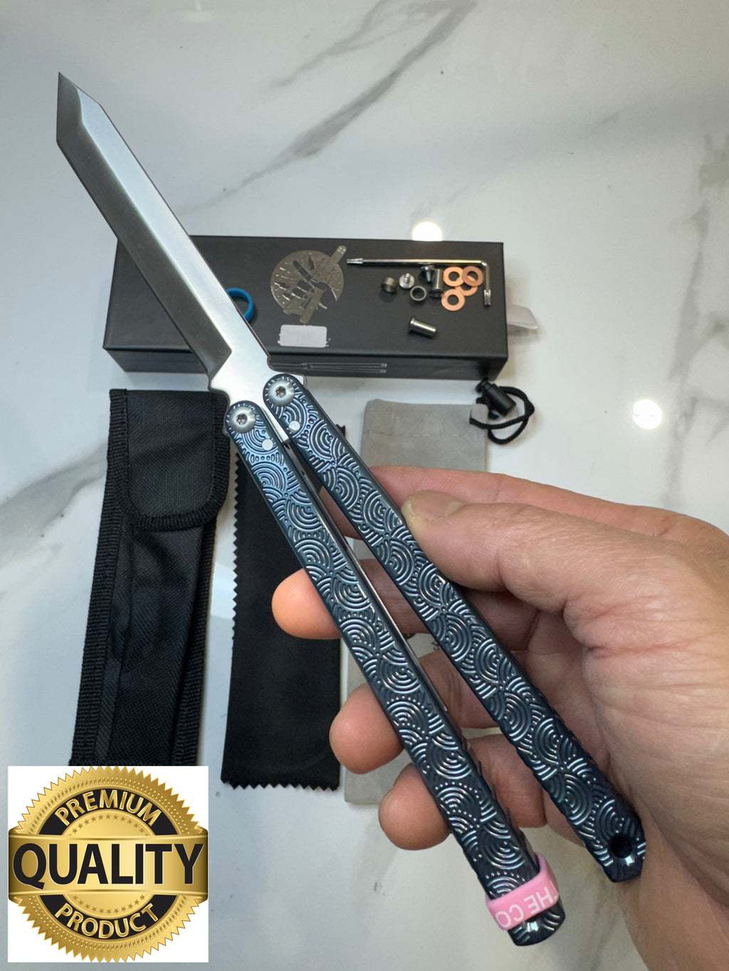 Butterfly Live Blade Balisong DRAGON TONGUE-2 (Grey handles Silver Blade) Gift Ideas FREE SHIPPING Age 18+ only