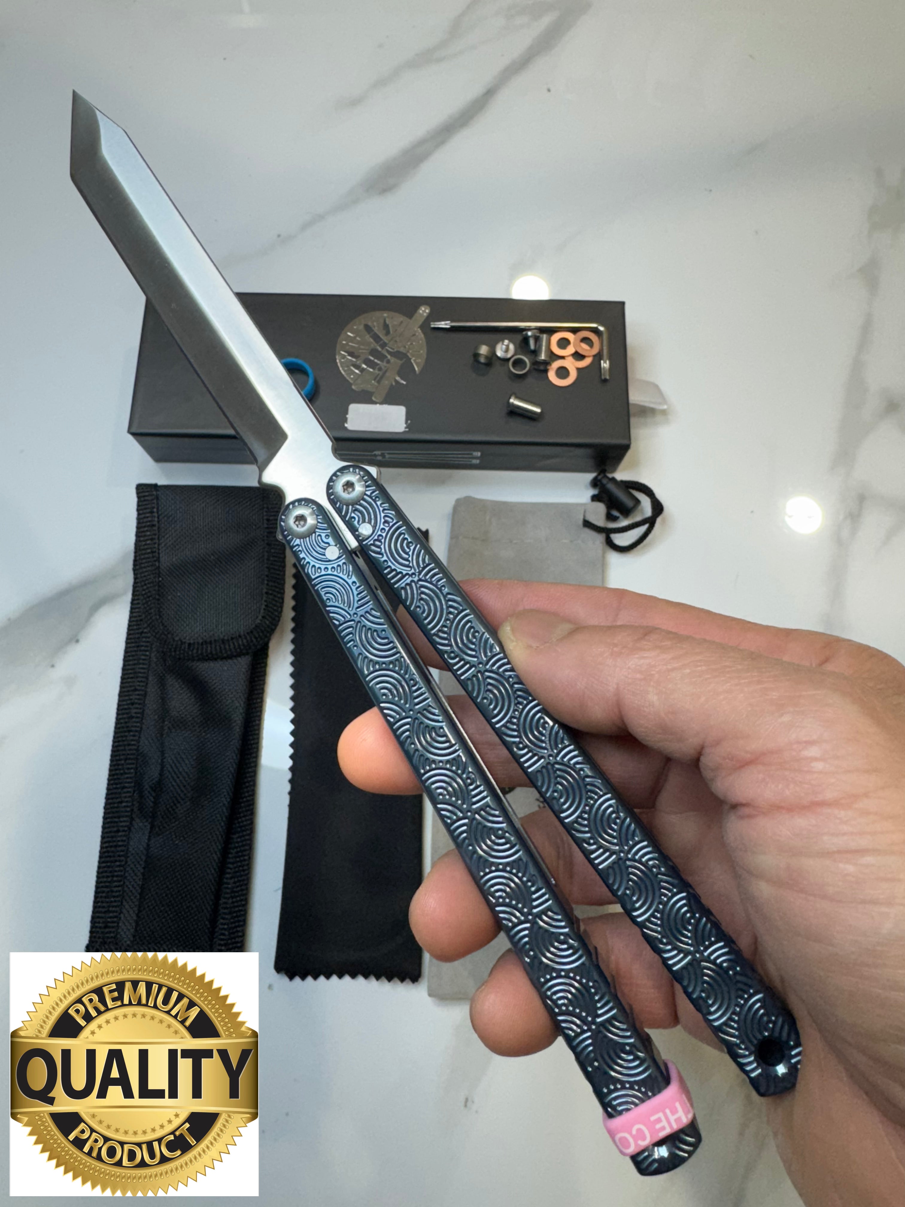 Butterfly Live Blade Balisong DRAGON TONGUE-2 (Grey handles Silver Blade) Gift Ideas FREE SHIPPING Age 18+ only