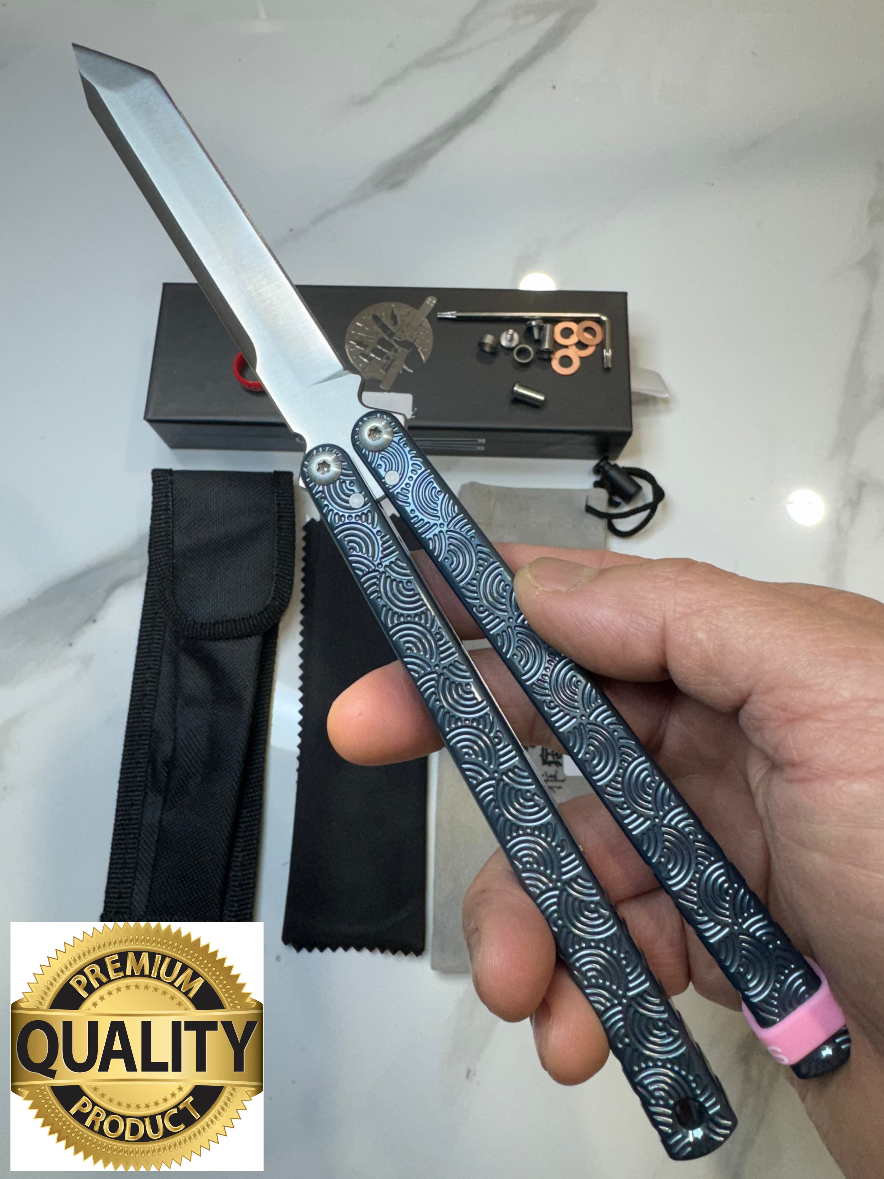 Butterfly Live Blade Balisong DRAGON TONGUE-2 (Grey handles Silver Blade) Gift Ideas FREE SHIPPING Age 18+ only