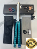 Butterfly Live Blade Balisong DRAGON TONGUE-2 (L-Blue handles Silver Blade) Gift Ideas FREE SHIPPING Age 18+ only