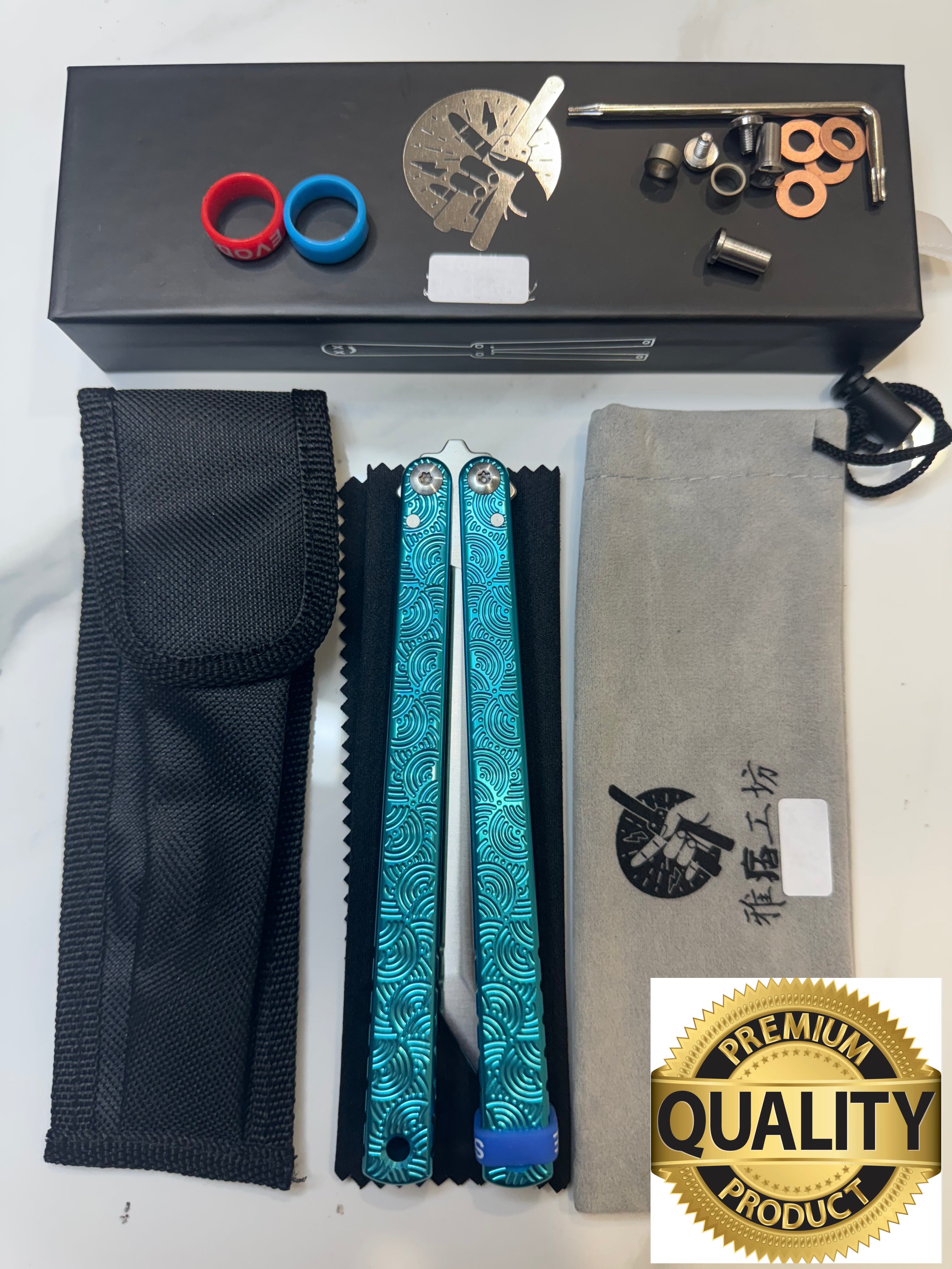 Butterfly Live Blade Balisong DRAGON TONGUE-2 (L-Blue handles Silver Blade) Gift Ideas FREE SHIPPING Age 18+ only