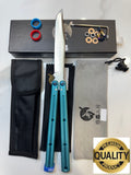Butterfly Live Blade Balisong SEA EEL-2 (Light Blue Handles/Silver Blade) Gift Ideas FREE SHIPPING Age 18+ only