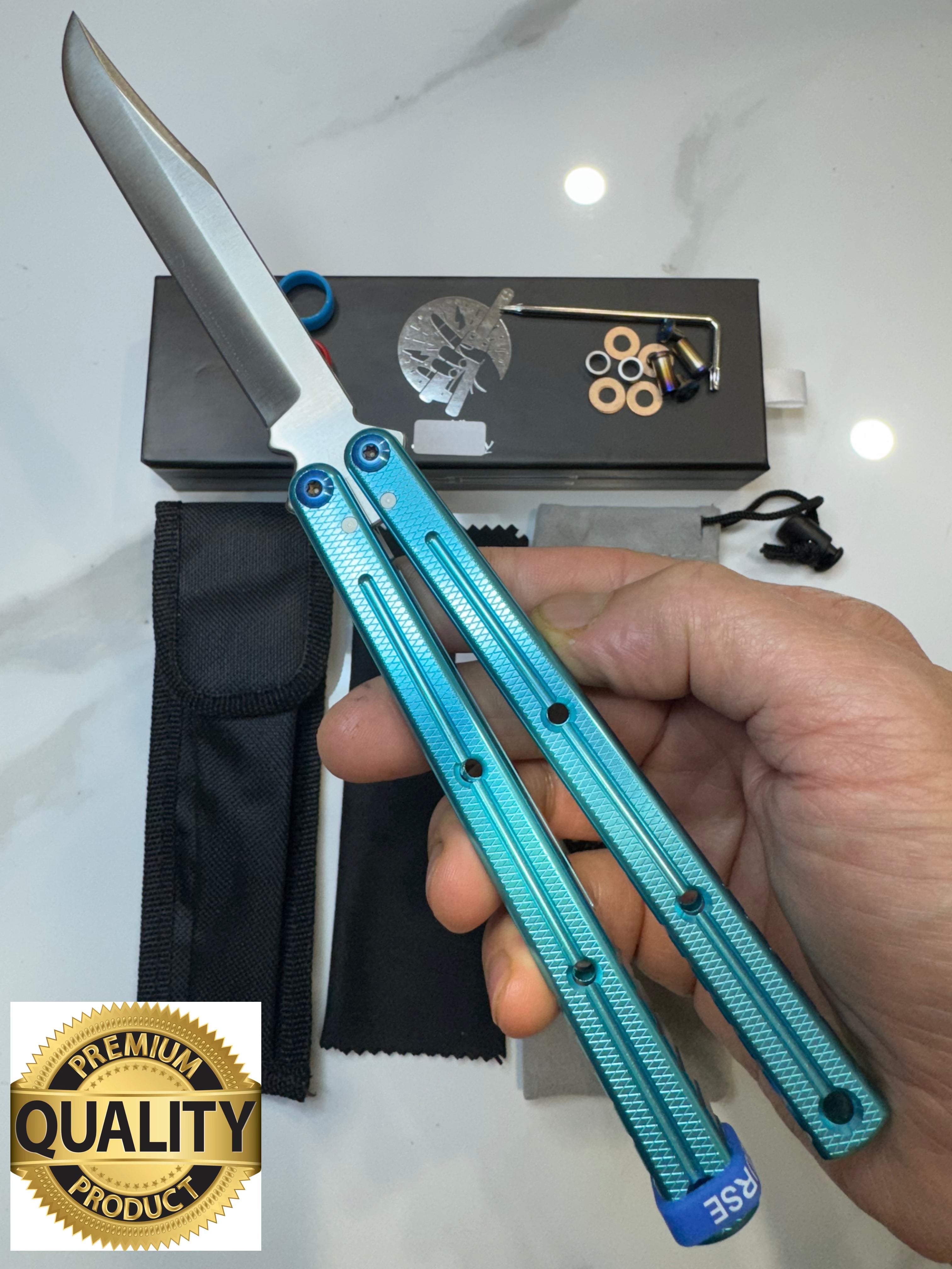 Butterfly Live Blade Balisong SEA EEL-2 (Light Blue Handles/Silver Blade) Gift Ideas FREE SHIPPING Age 18+ only