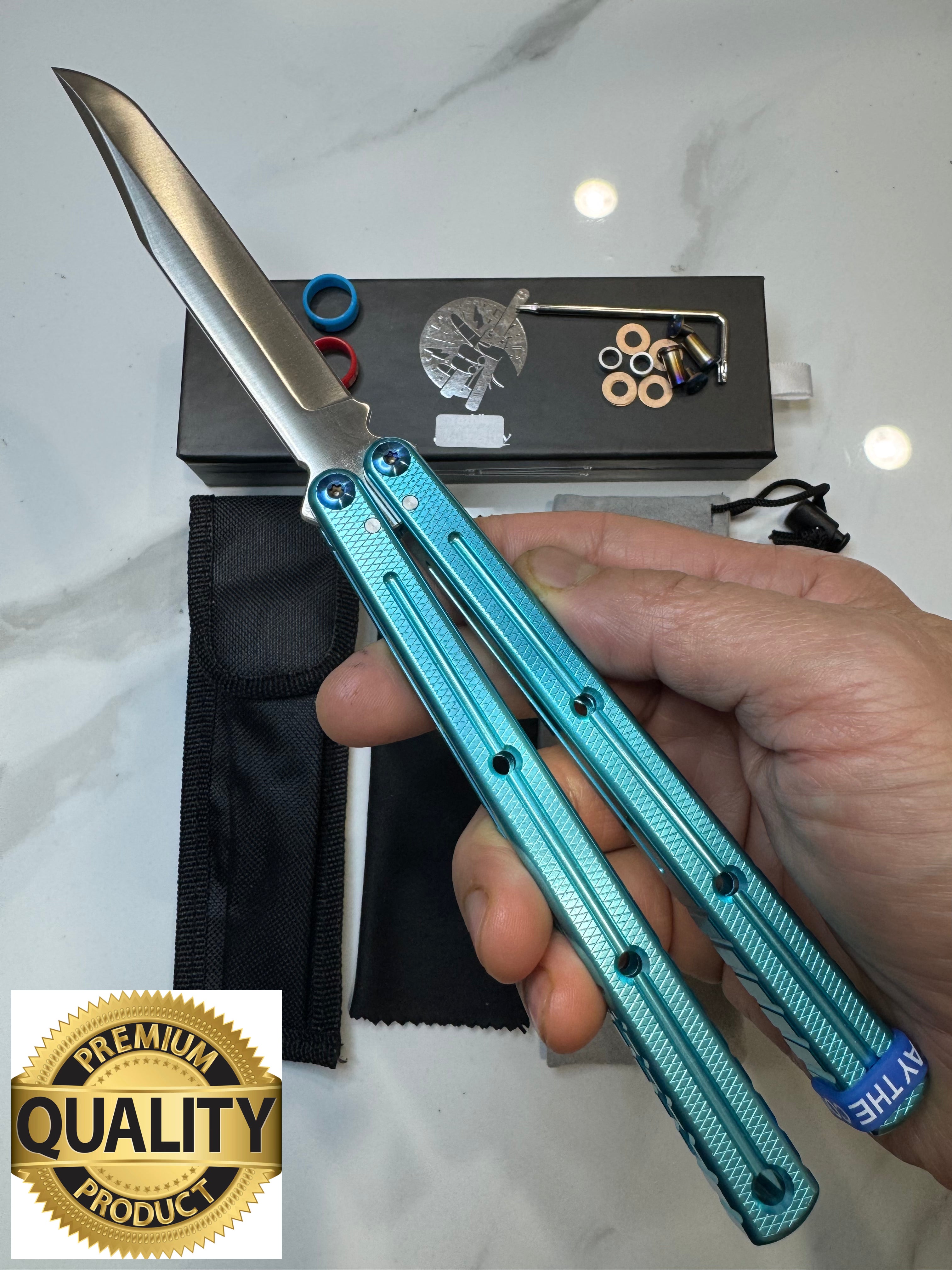 Butterfly Live Blade Balisong SEA EEL-2 (Light Blue Handles/Silver Blade) Gift Ideas FREE SHIPPING Age 18+ only