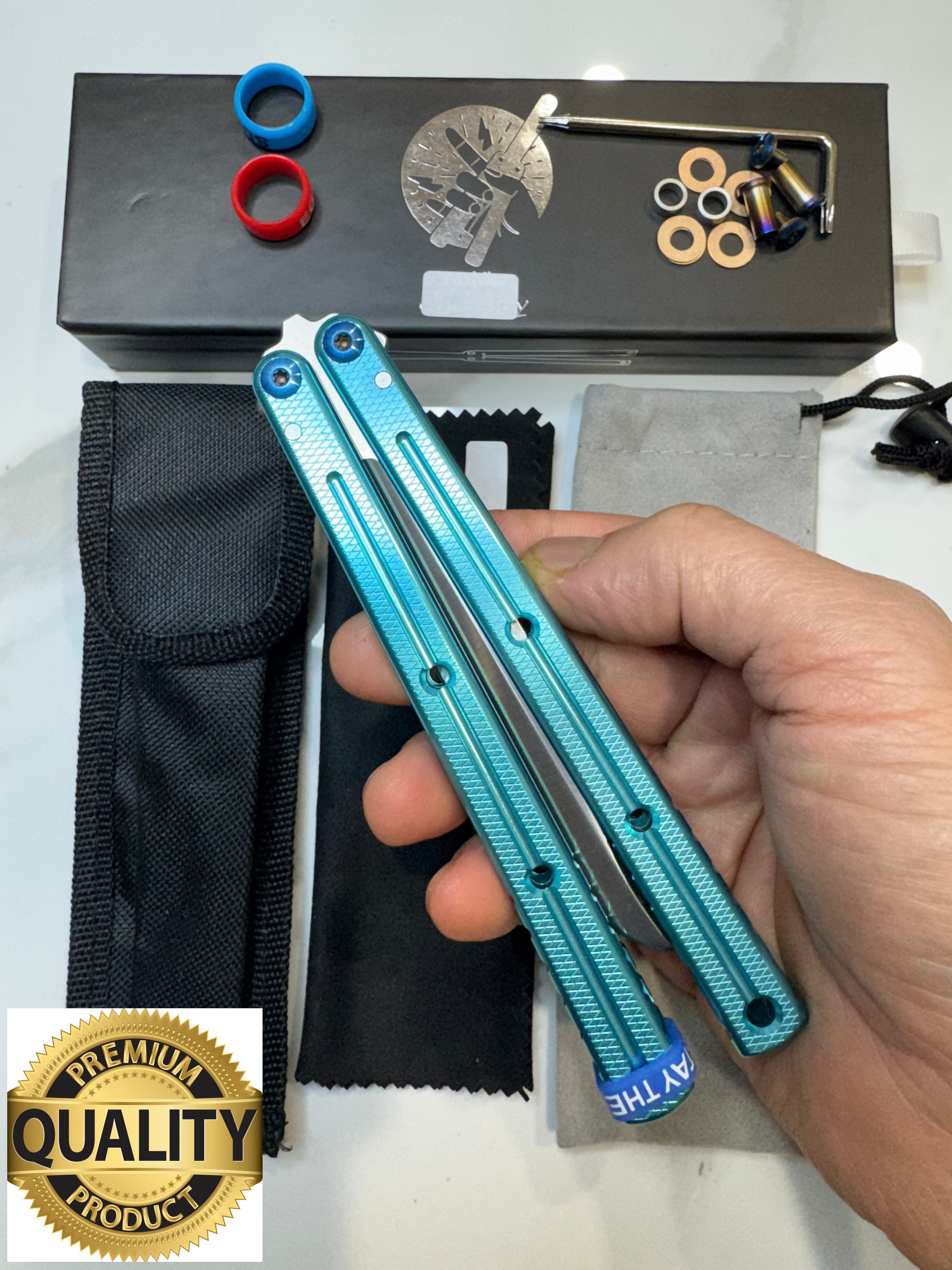Butterfly Live Blade Balisong SEA EEL-2 (Light Blue Handles/Silver Blade) Gift Ideas FREE SHIPPING Age 18+ only