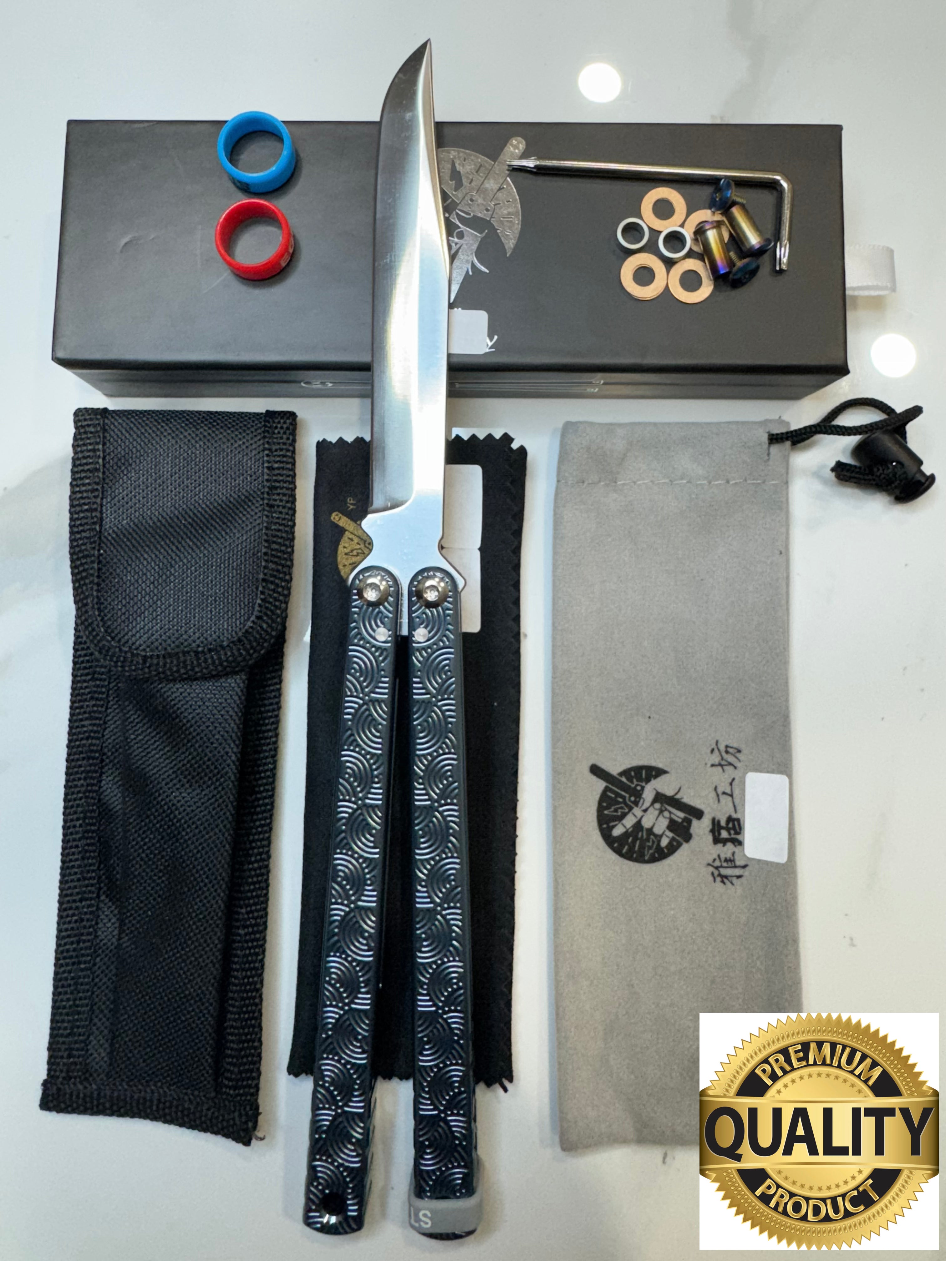 Butterfly Live Blade Balisong SEA EEL-2 (Grey Handles/Silver Blade) Gift Ideas FREE SHIPPING Age 18+ only