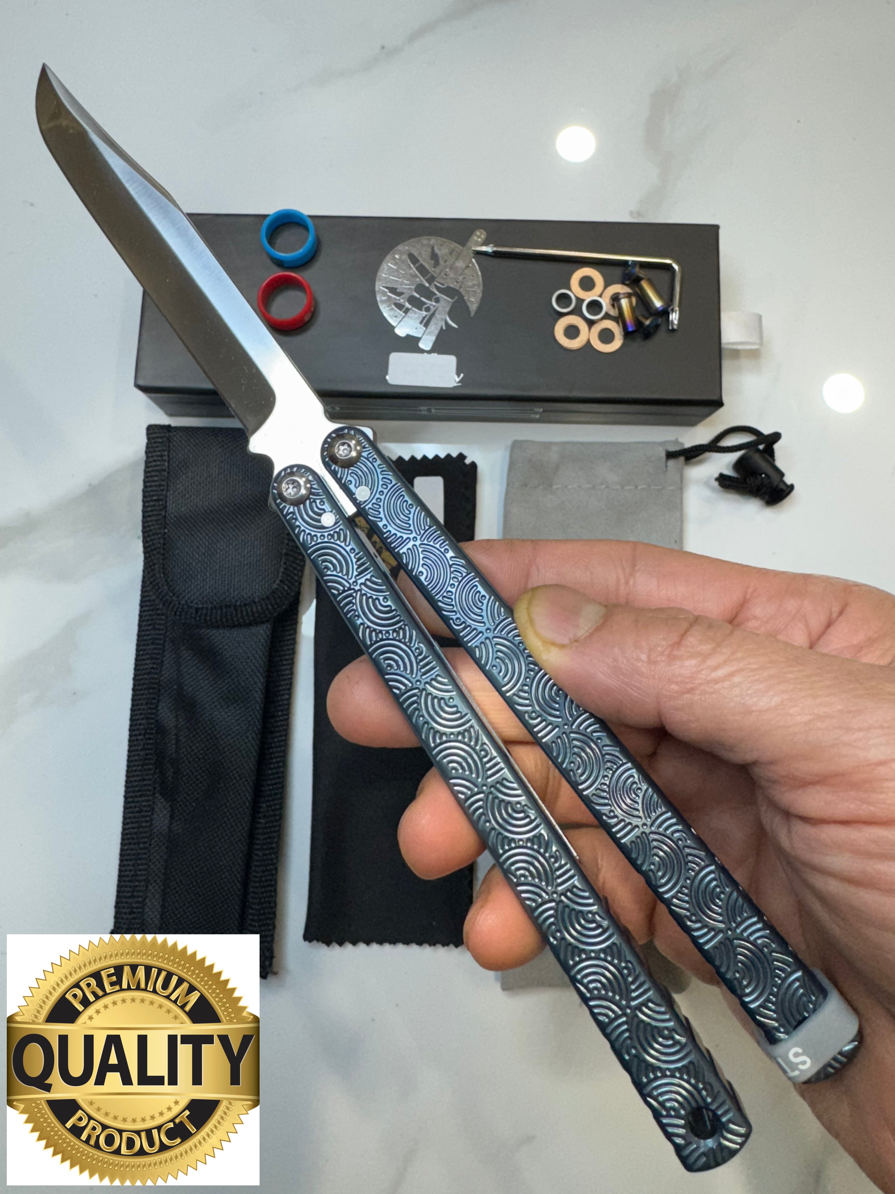 Butterfly Live Blade Balisong SEA EEL-2 (Silver Handles/Silver Blade) Gift Ideas FREE SHIPPING Age 18+ only