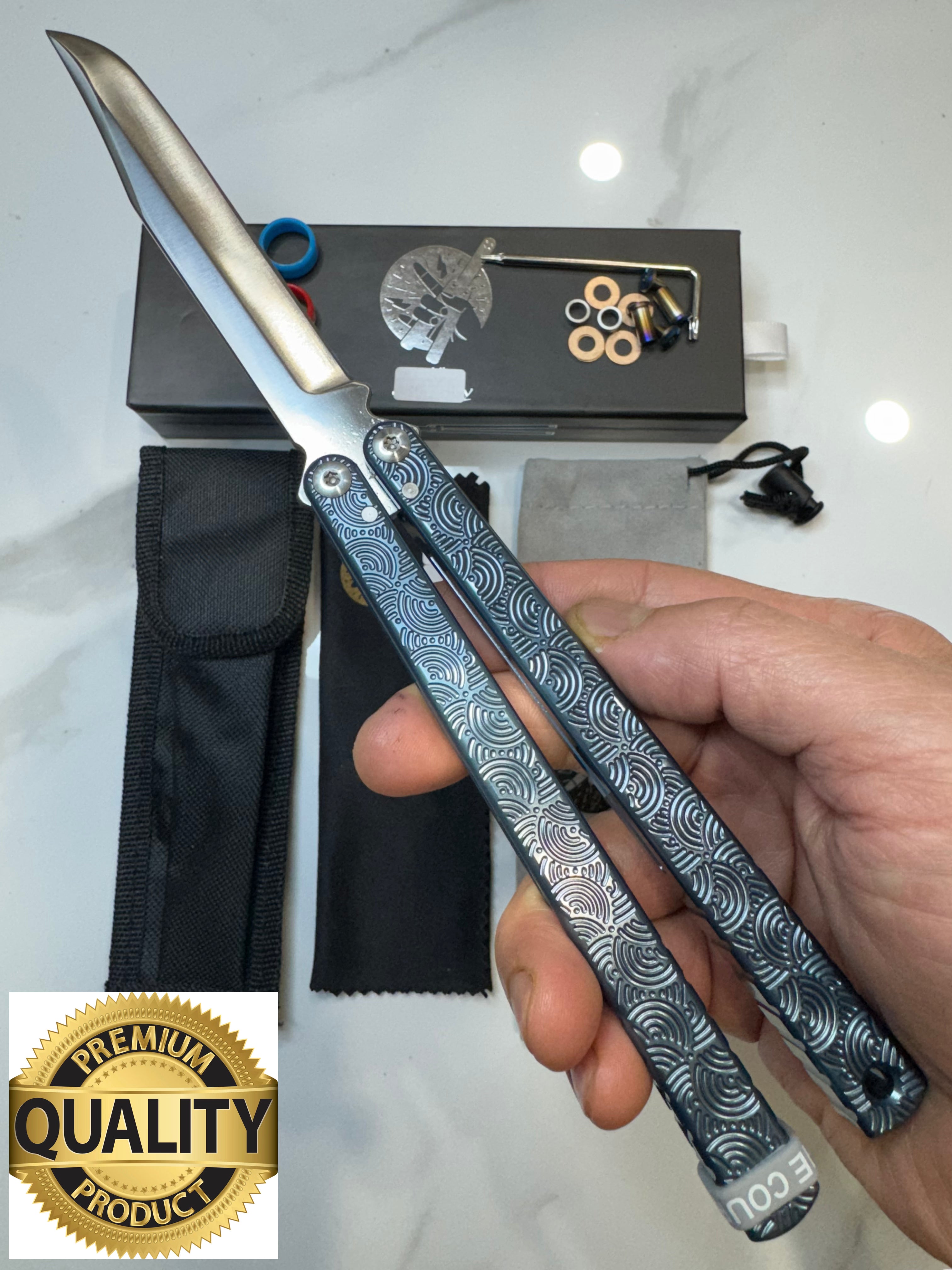 Butterfly Live Blade Balisong SEA EEL-2 (Grey Handles/Silver Blade) Gift Ideas FREE SHIPPING Age 18+ only