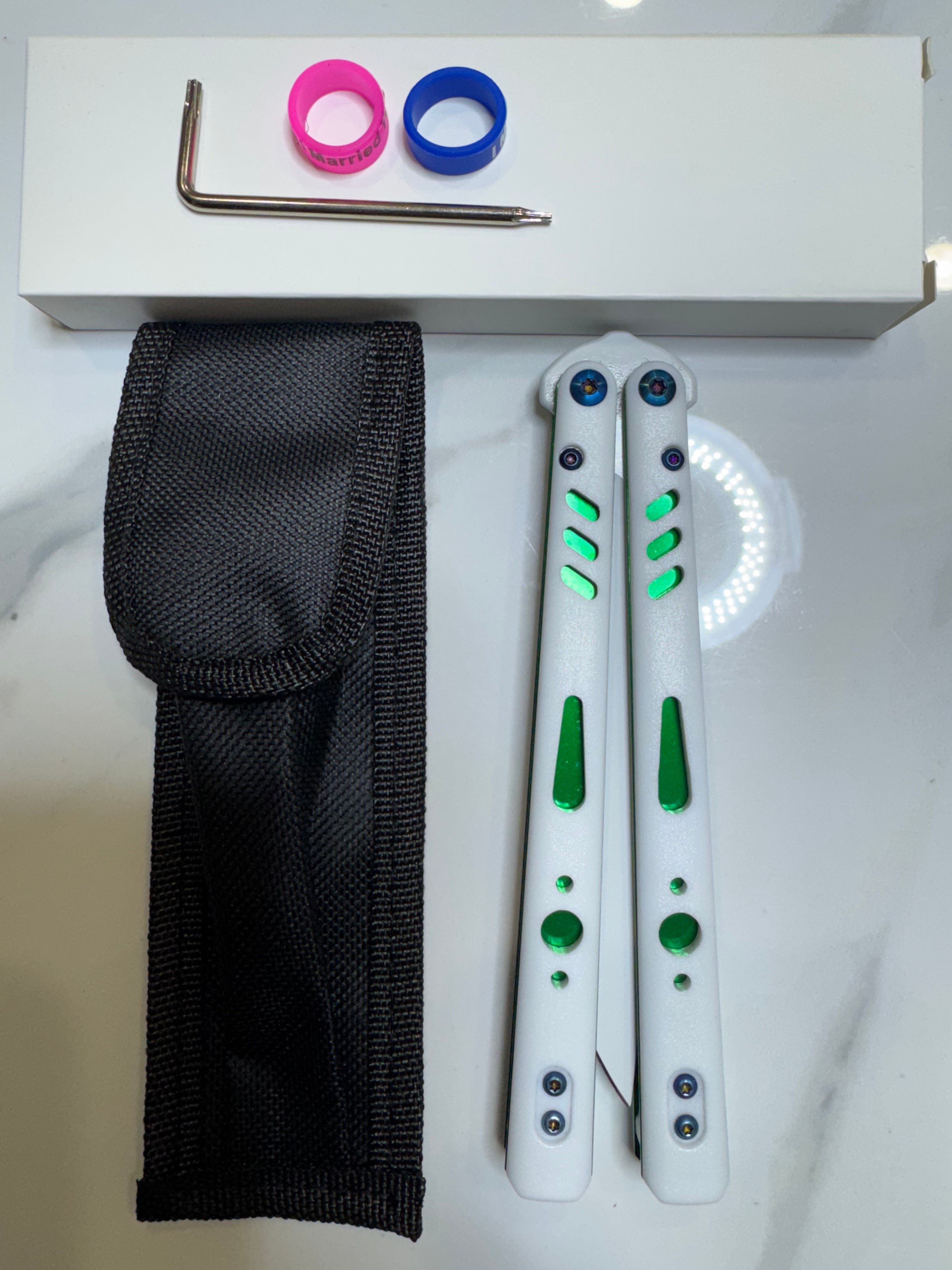 Butterfly Live Blade Balisong SEA LION1 White/Green FREE SHIPPING Age 18+ only