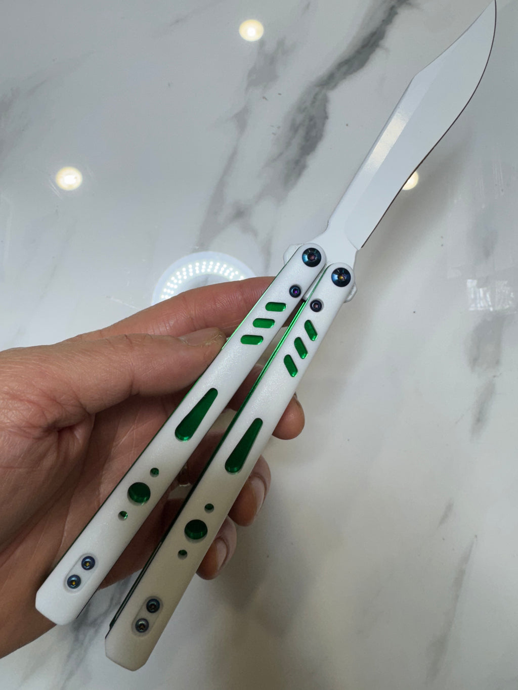 Butterfly Live Blade Balisong SEA LION1 White/Green FREE SHIPPING Age 18+ only
