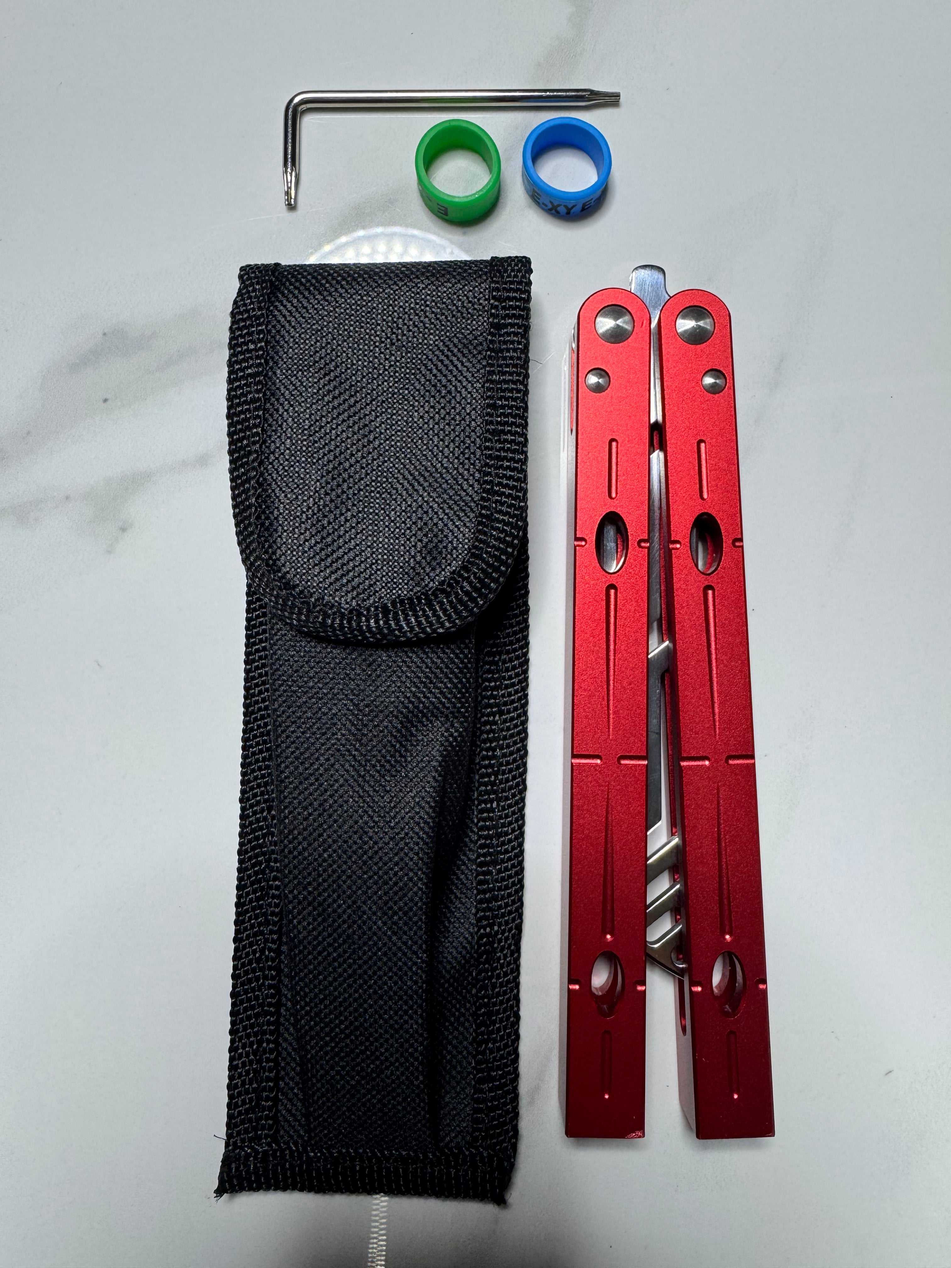Butterfly BALISONG Trainer SERPENTS Red Tanto Blade PREMIUM QUALITY Free Ship