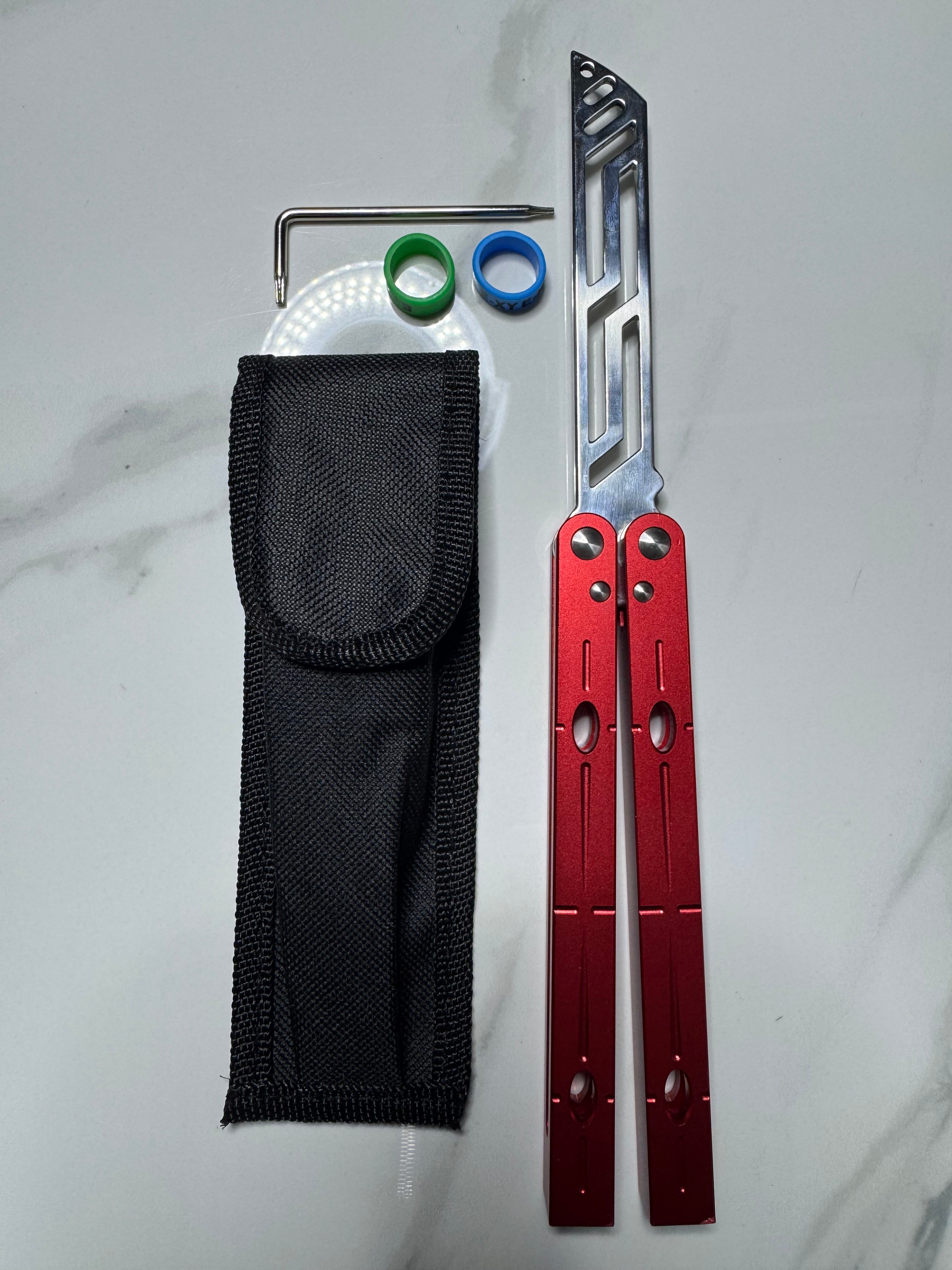 Butterfly BALISONG Trainer SERPENTS Red Tanto Blade PREMIUM QUALITY Free Ship