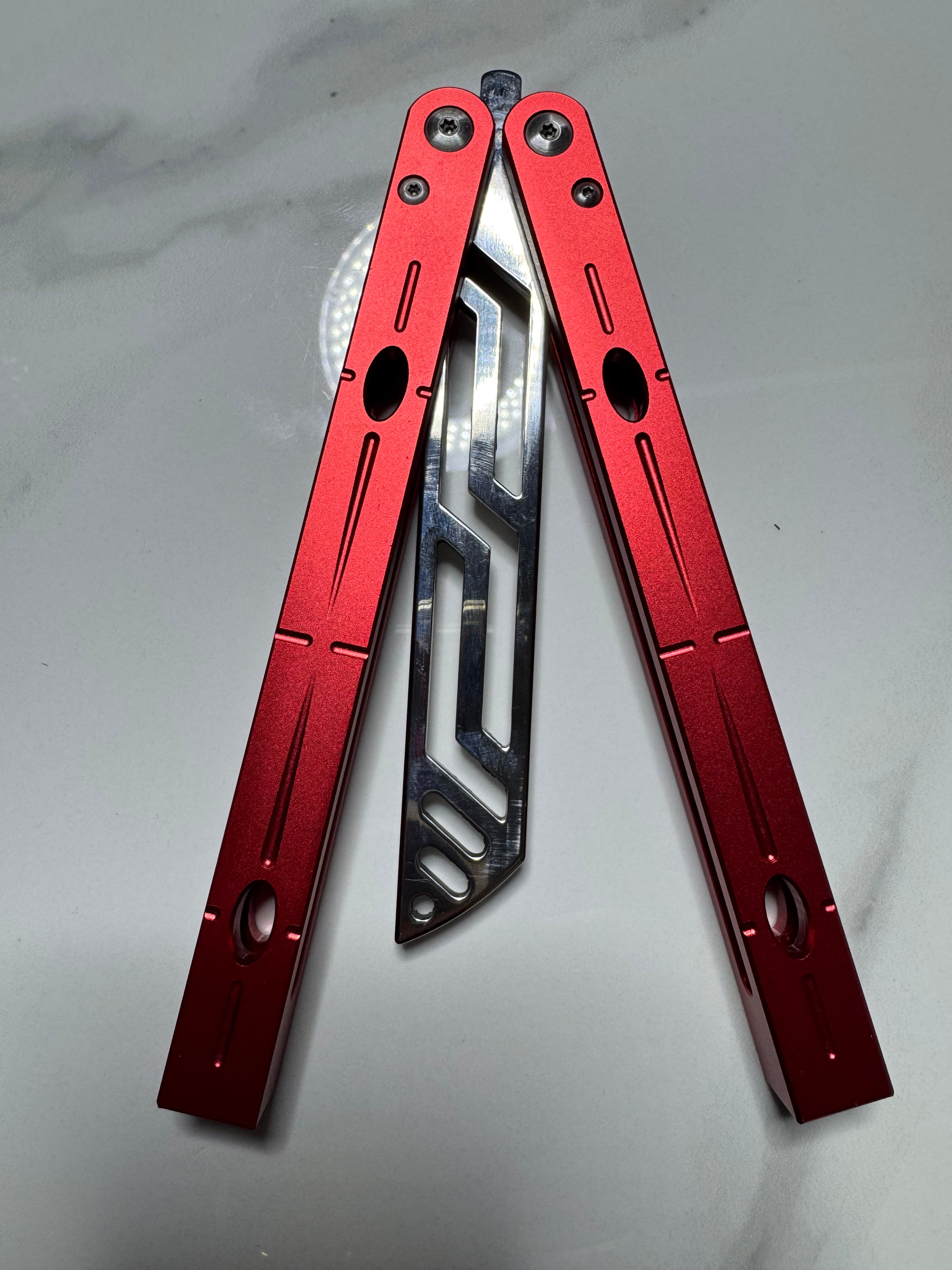 Butterfly BALISONG Trainer SERPENTS Red Tanto Blade PREMIUM QUALITY Free Ship
