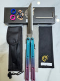 Butterfly Live Blade Balisong DRAGON TONGUE-3 Blue/Purple/Silver Gift Ideas FREE SHIPPING Age 18+ only