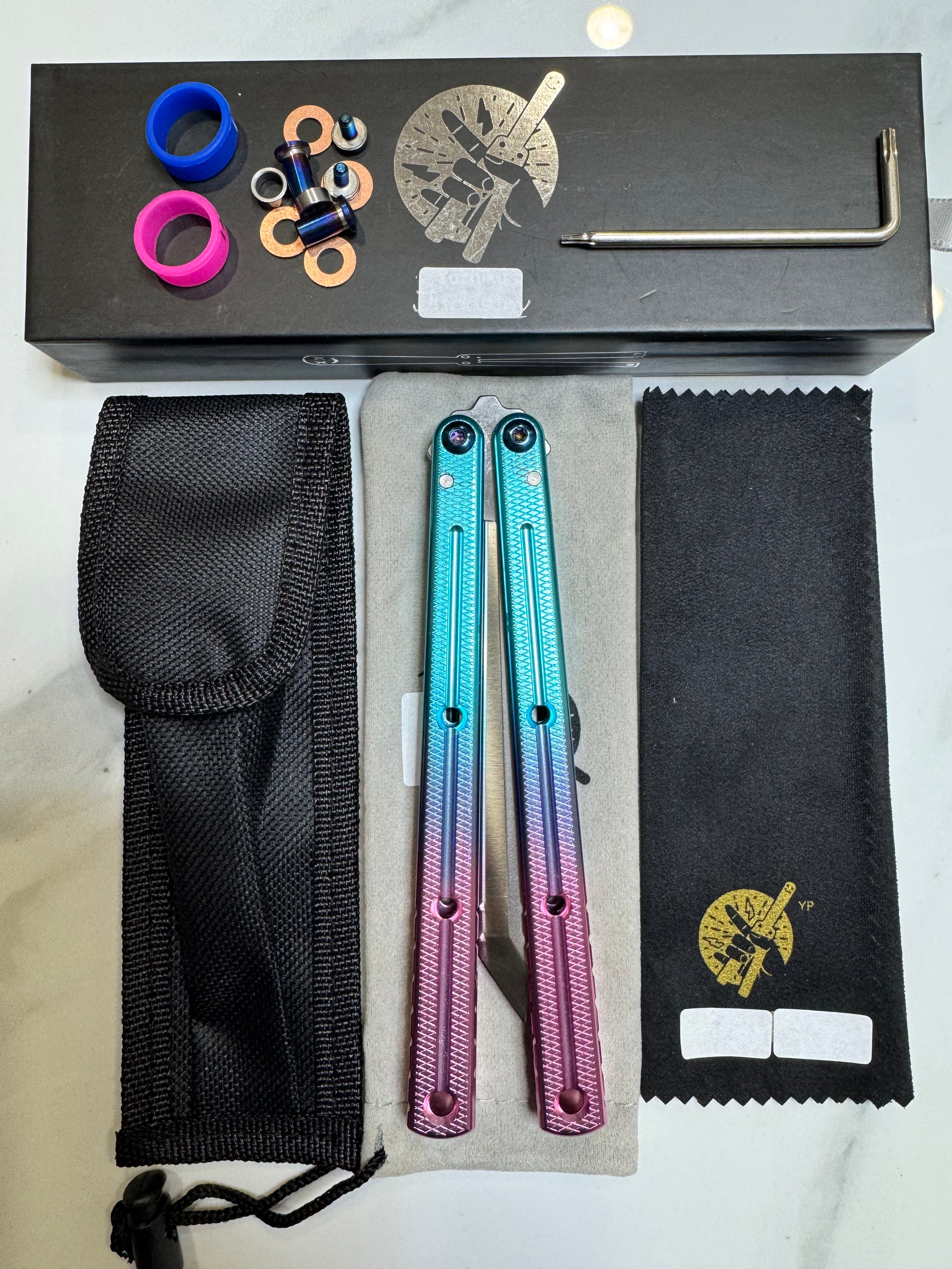 Butterfly Live Blade Balisong DRAGON TONGUE-3 Blue/Purple/Silver Gift Ideas FREE SHIPPING Age 18+ only