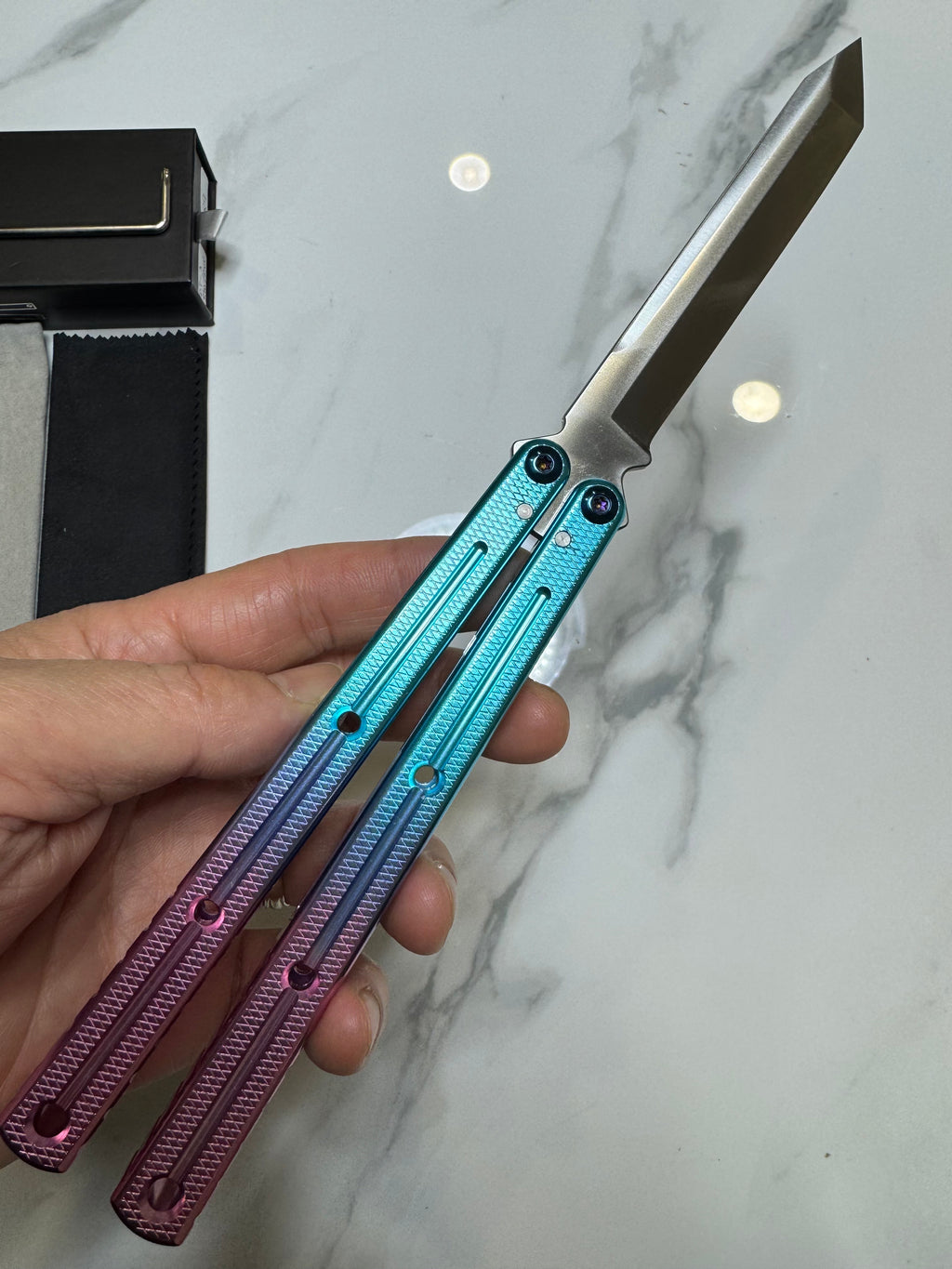 Butterfly Live Blade Balisong DRAGON TONGUE-3 Blue/Purple/Silver Gift Ideas FREE SHIPPING Age 18+ only