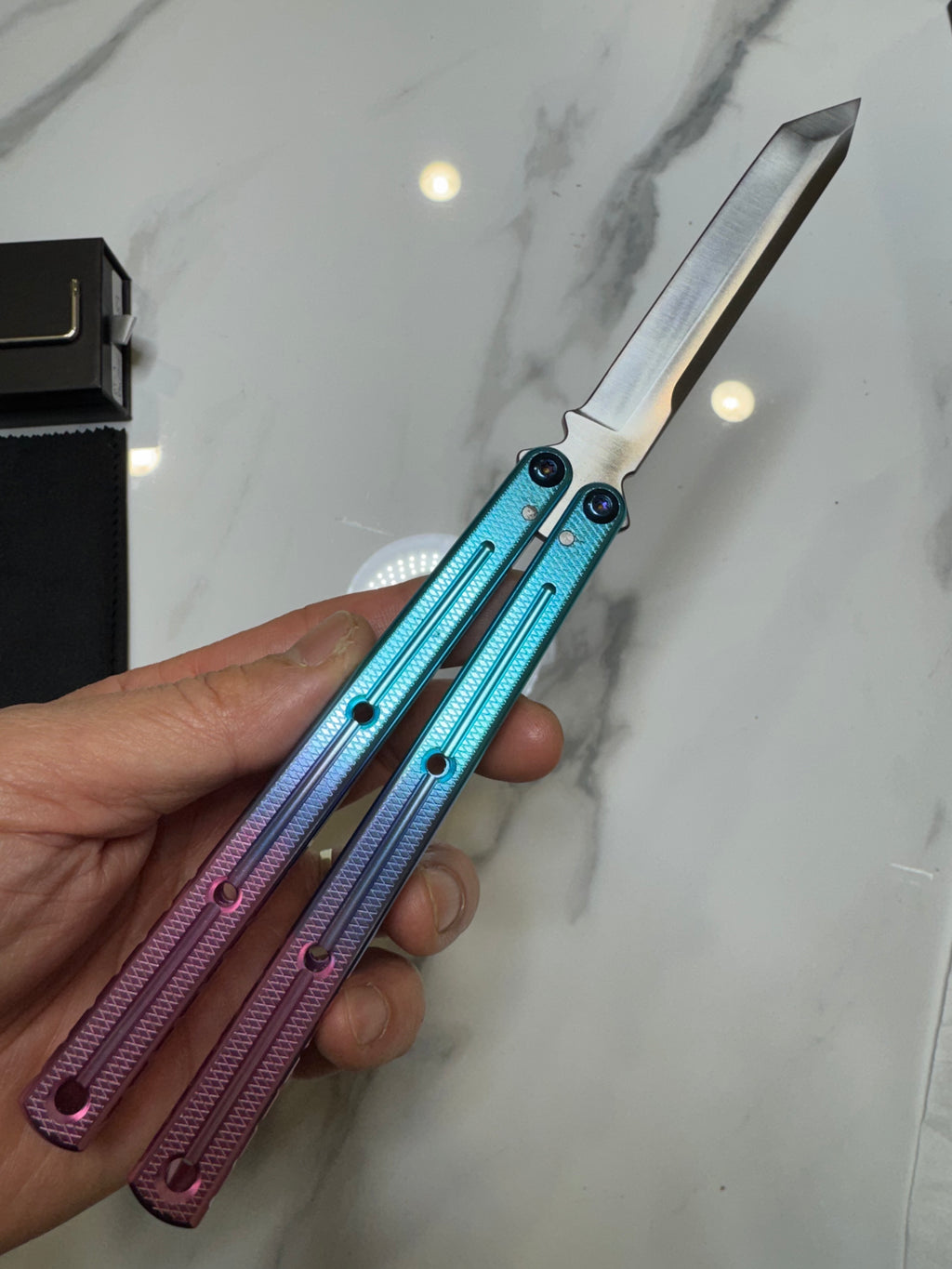 Butterfly Live Blade Balisong DRAGON TONGUE-3 Blue/Purple/Silver Gift Ideas FREE SHIPPING Age 18+ only