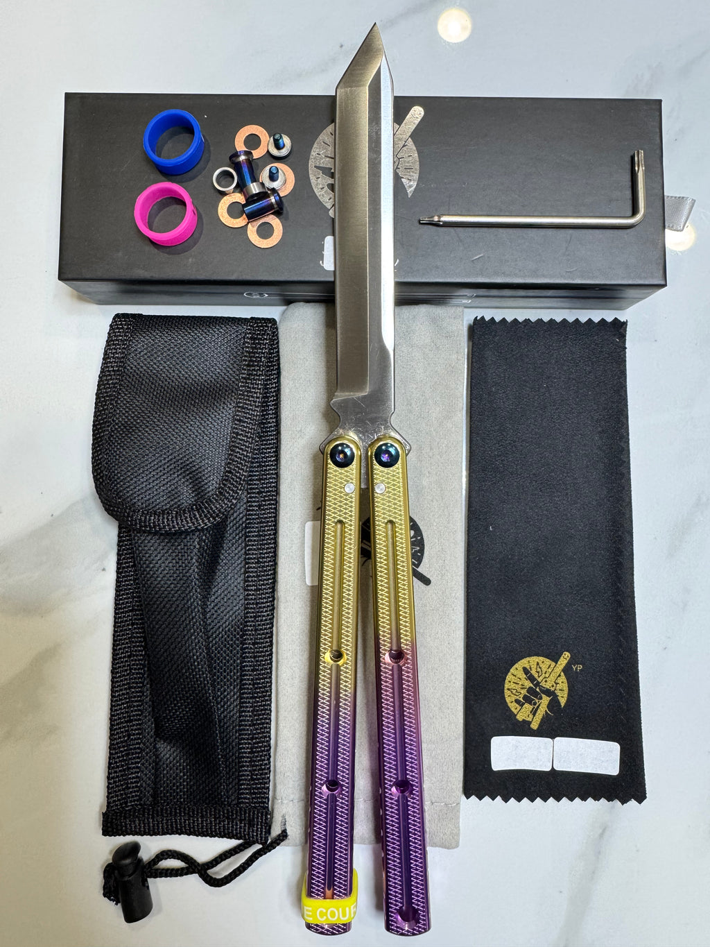 Butterfly Live Blade Balisong DRAGON TONGUE-3 Gold/Purple/Silver Gift Ideas FREE SHIPPING Age 18+ only