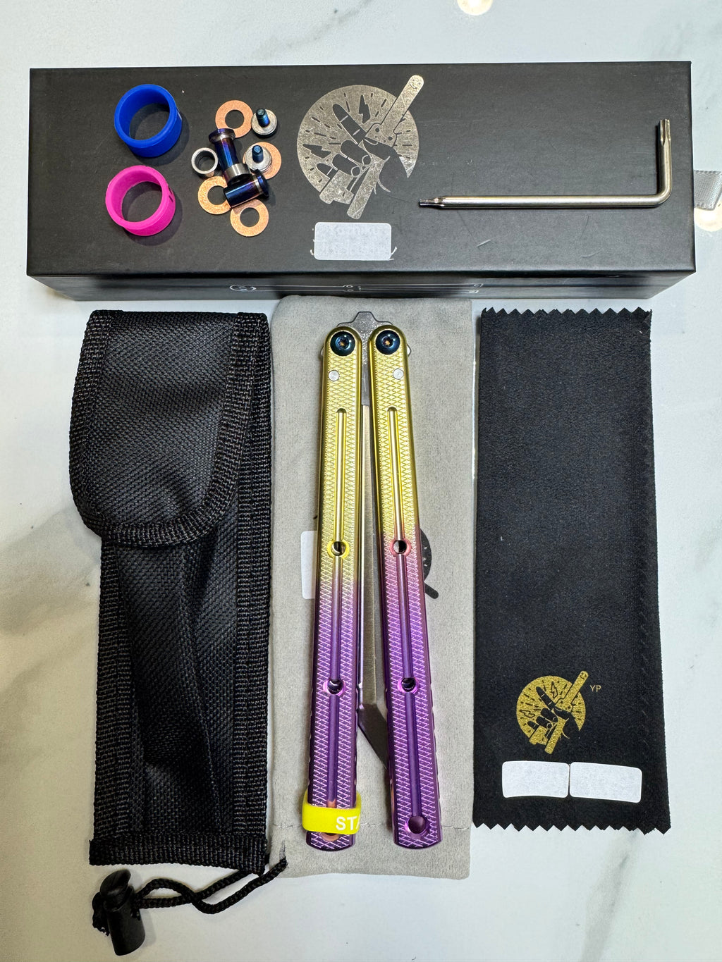 Butterfly Live Blade Balisong DRAGON TONGUE-3 Gold/Purple/Silver Gift Ideas FREE SHIPPING Age 18+ only