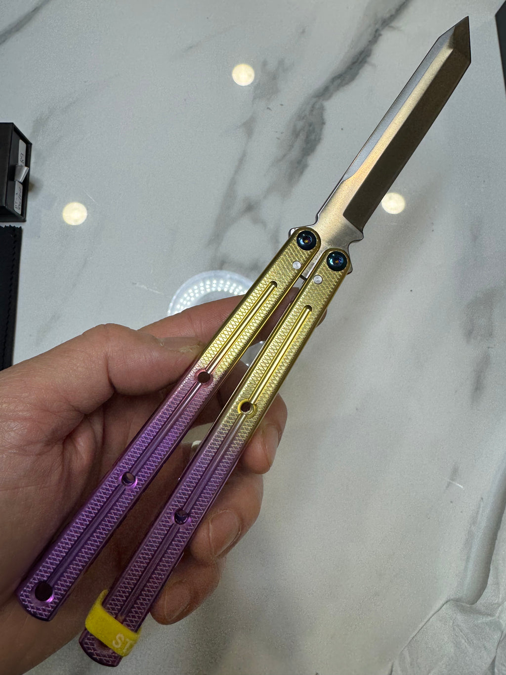 Butterfly Live Blade Balisong DRAGON TONGUE-3 Gold/Purple/Silver Gift Ideas FREE SHIPPING Age 18+ only