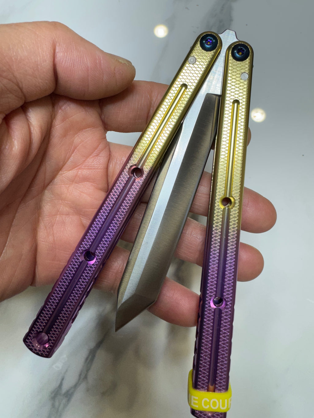 Butterfly Live Blade Balisong DRAGON TONGUE-3 Gold/Purple/Silver Gift Ideas FREE SHIPPING Age 18+ only