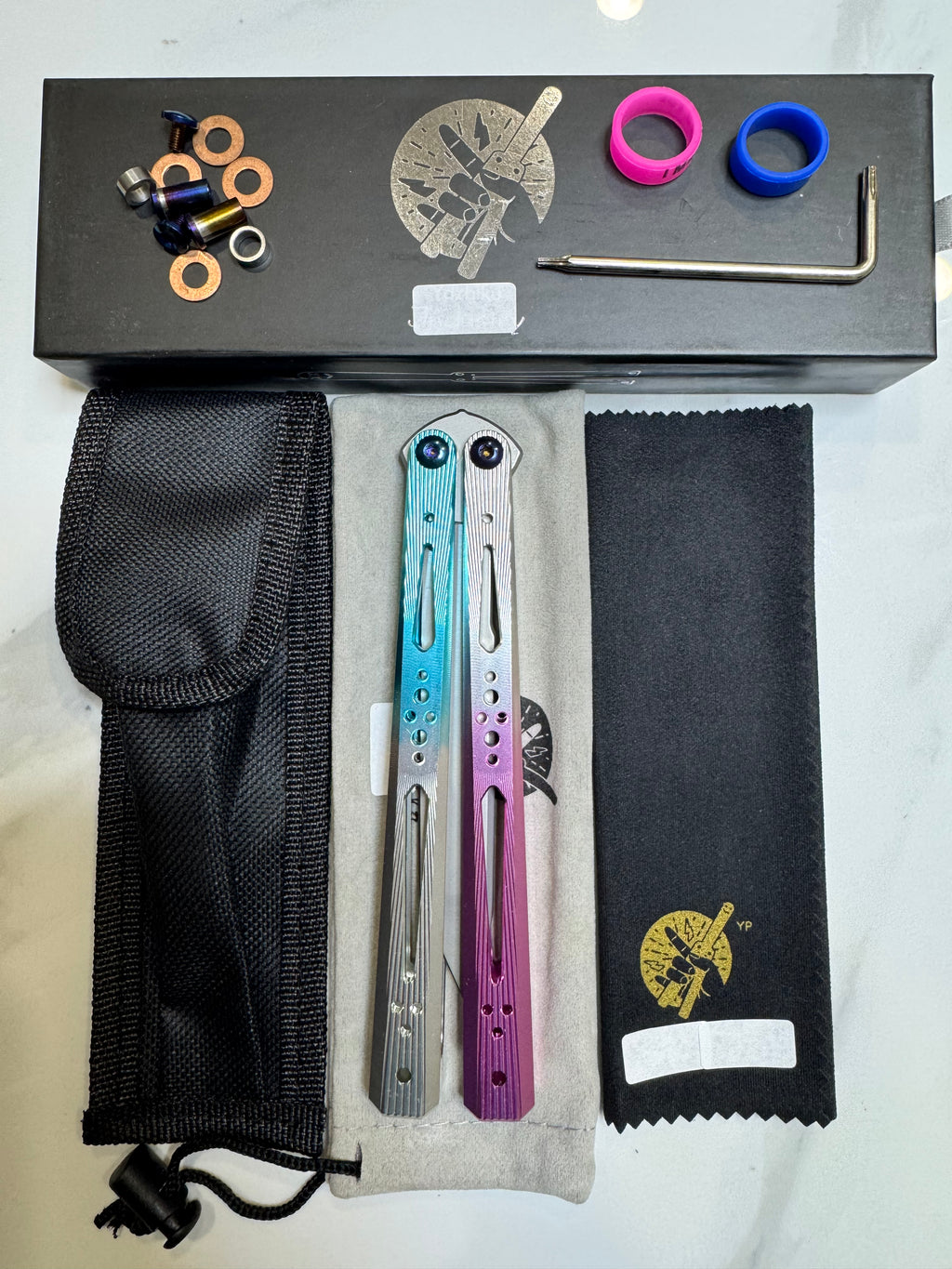 Butterfly Live Blade Balisong SEA HAWK Blue/Purple/Grey FREE SHIPPING Great Gift Ideas Age 18+ only