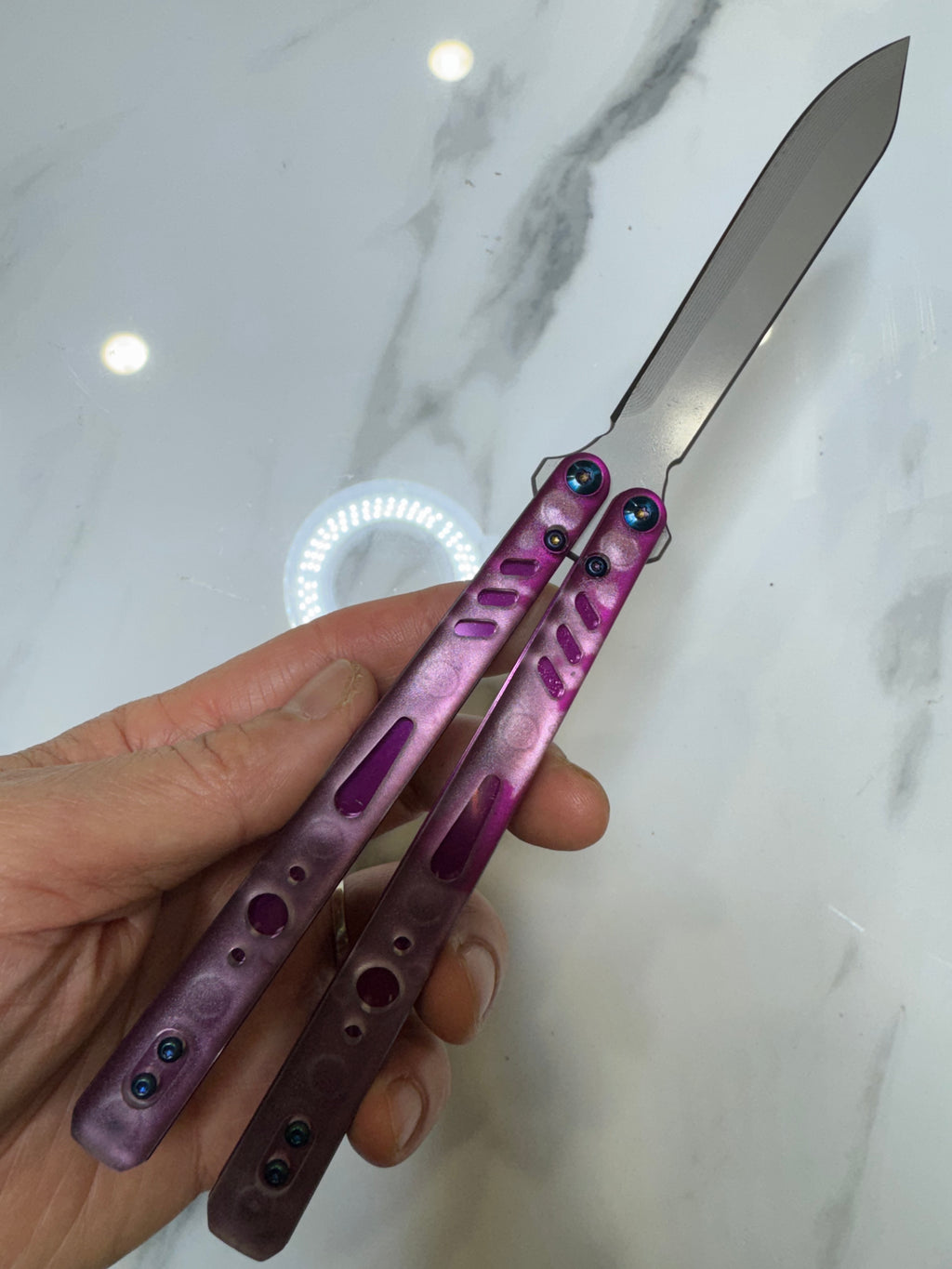Butterfly Live Blade Balisong SEA LION2 Purple/Grey FREE SHIPPING Age 18+ only