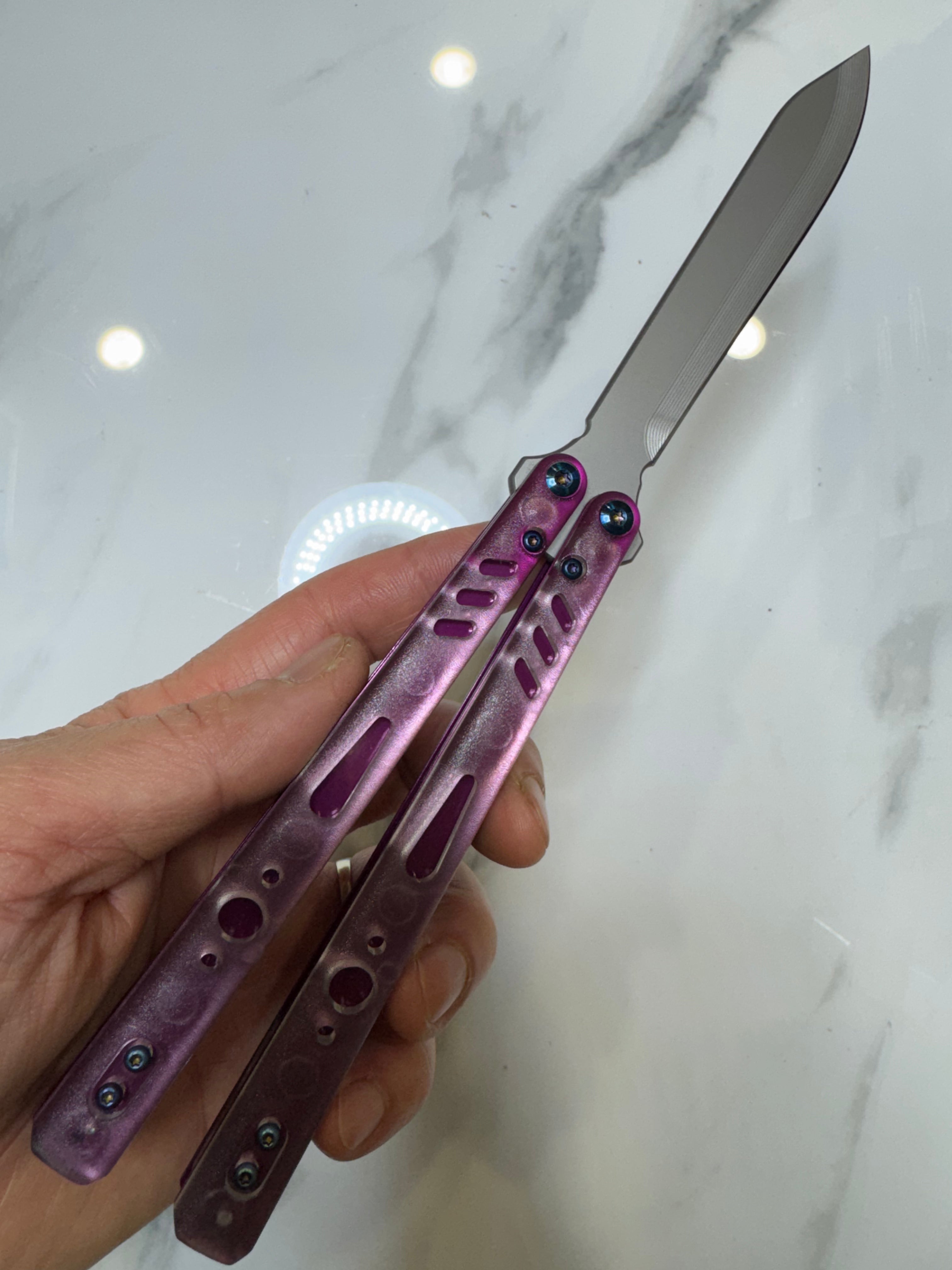 Butterfly Live Blade Balisong SEA LION2 Purple/Grey FREE SHIPPING Age 18+ only