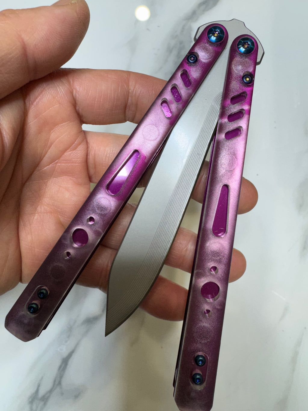 Butterfly Live Blade Balisong SEA LION2 Purple/Grey FREE SHIPPING Age 18+ only
