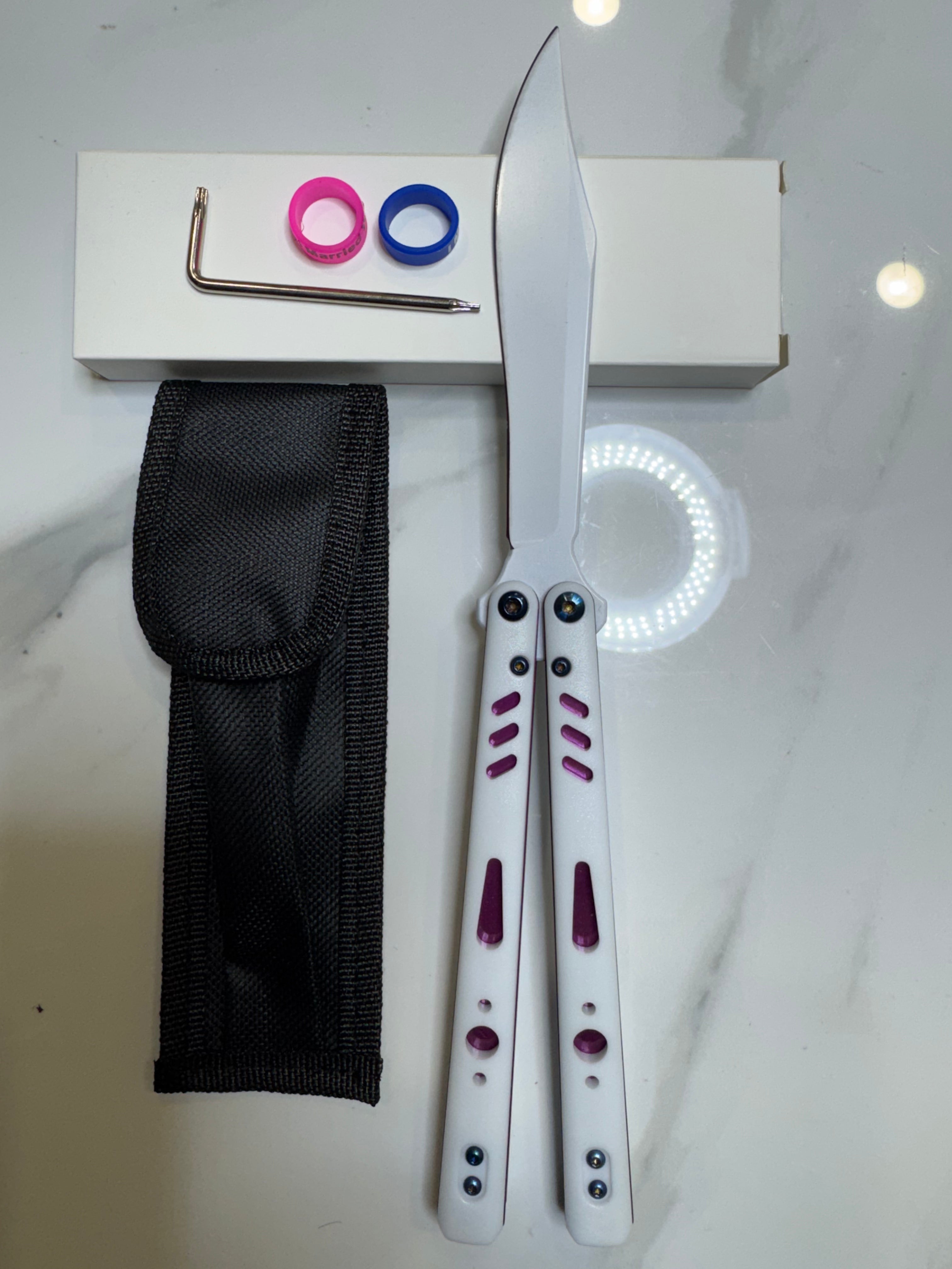 Butterfly Live Blade Balisong SEA LION1 Purple/White FREE SHIPPING Age 18+ only
