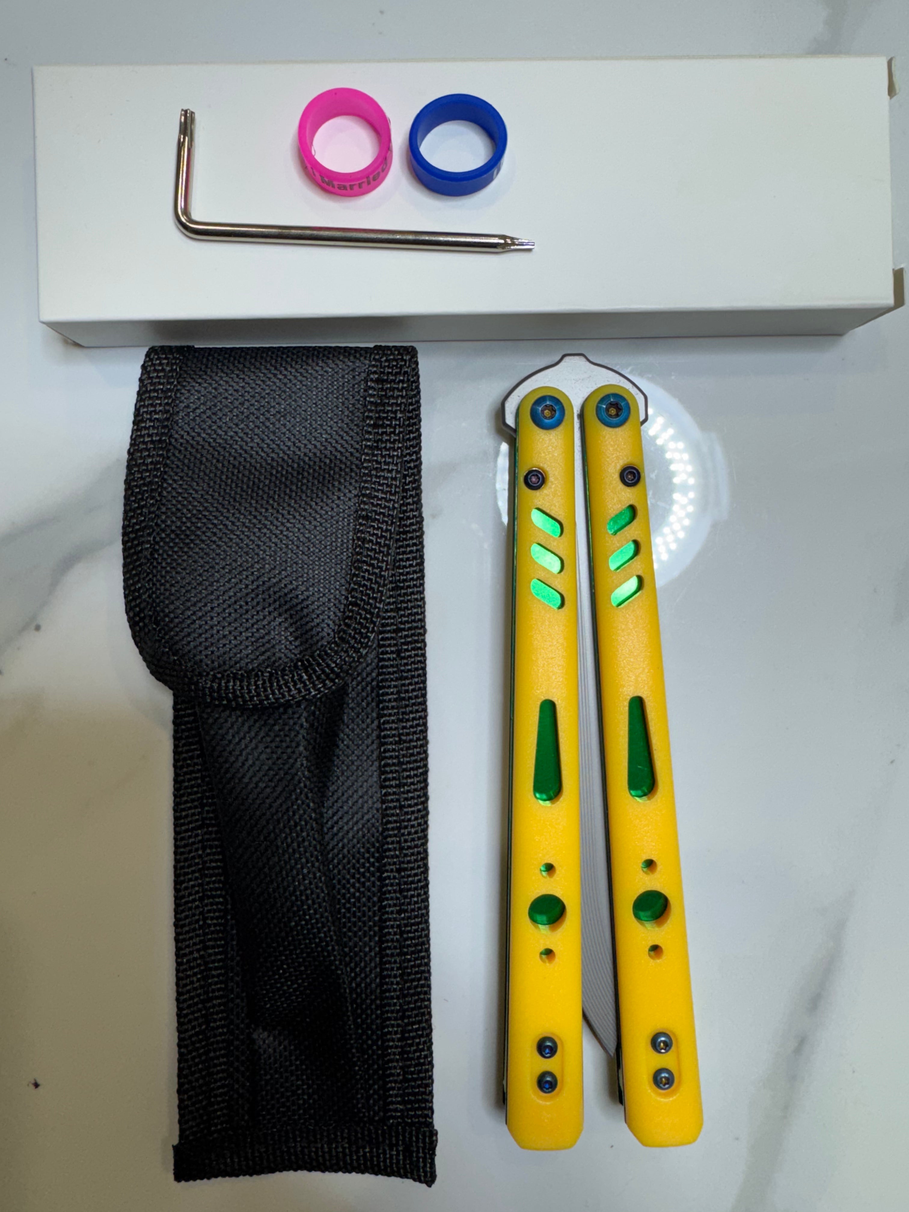 Butterfly Live Blade Balisong SEA LION2 Yellow/Green/Grey FREE SHIPPING Age 18+ only