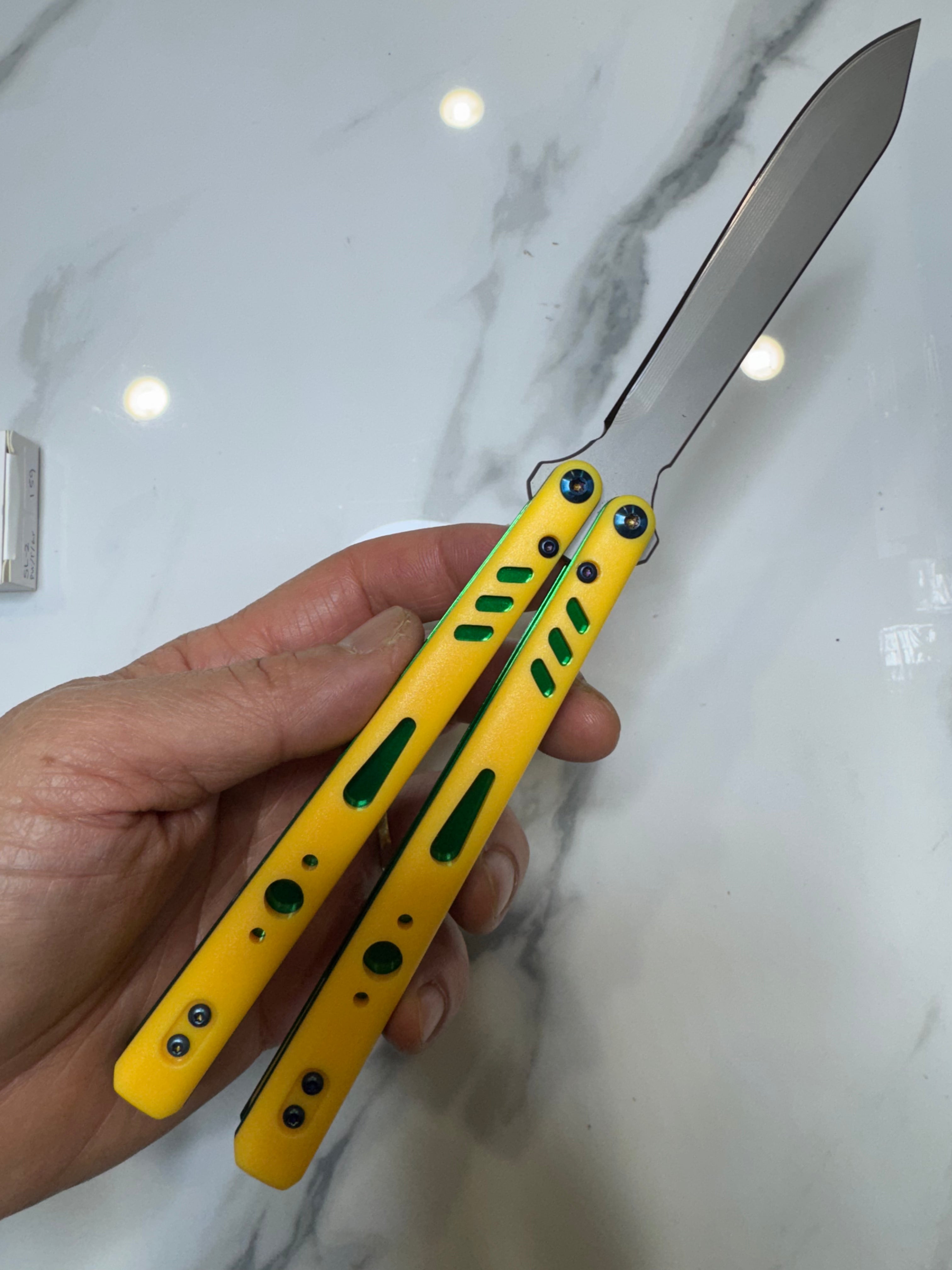 Butterfly Live Blade Balisong SEA LION2 Yellow/Green/Grey FREE SHIPPING Age 18+ only