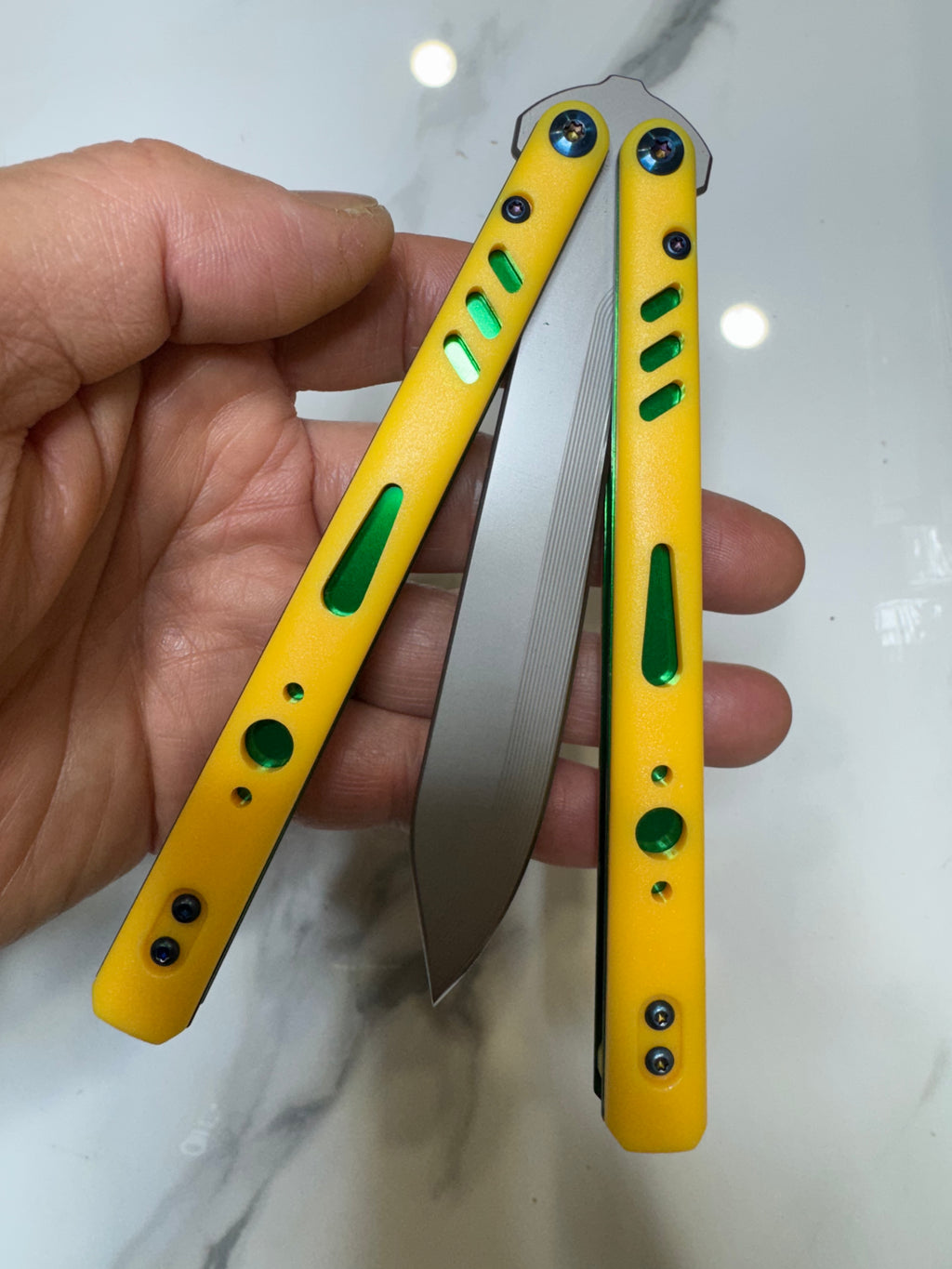 Butterfly Live Blade Balisong SEA LION2 Yellow/Green/Grey FREE SHIPPING Age 18+ only