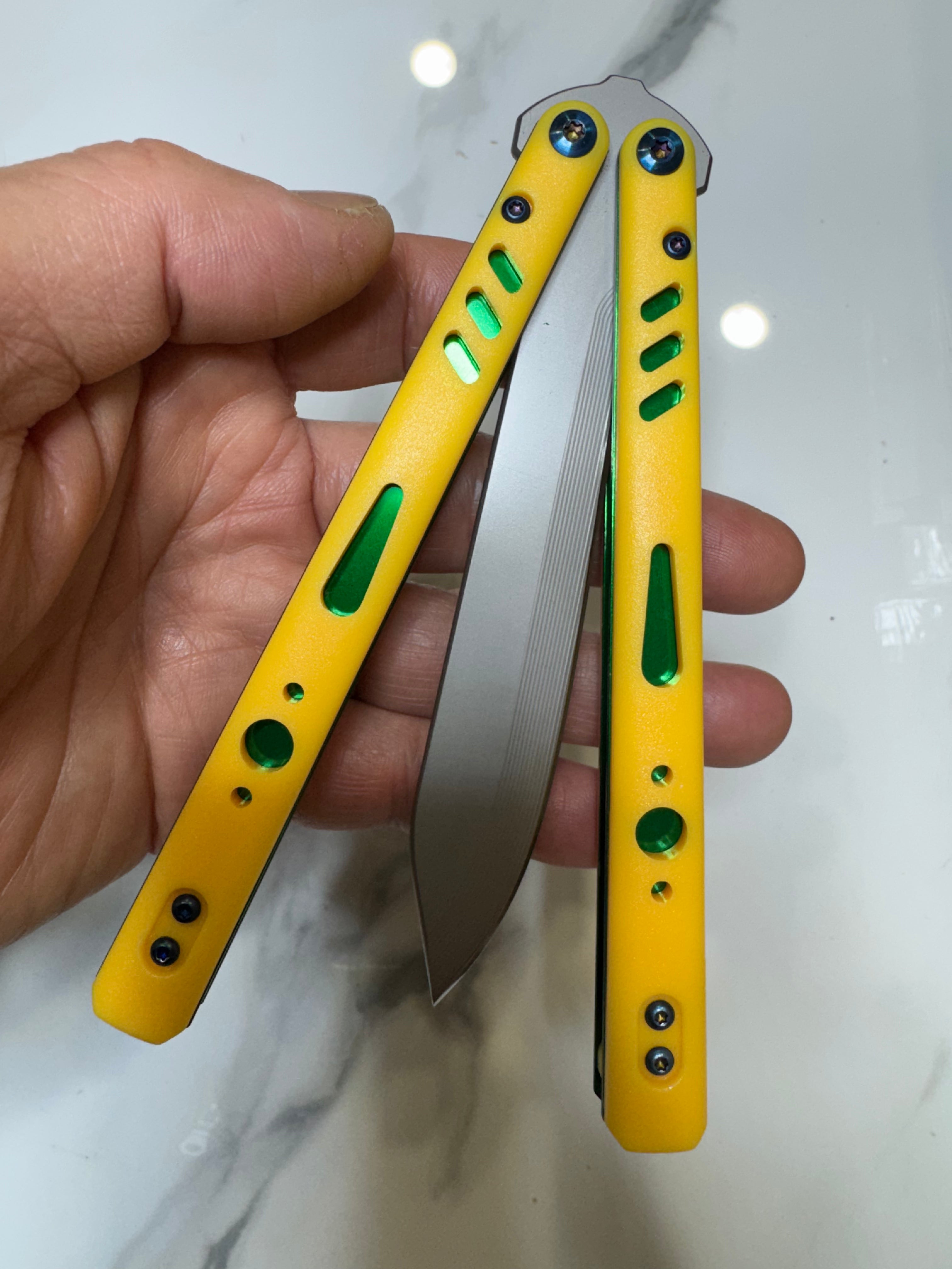 Butterfly Live Blade Balisong SEA LION2 Yellow/Green/Grey FREE SHIPPING Age 18+ only