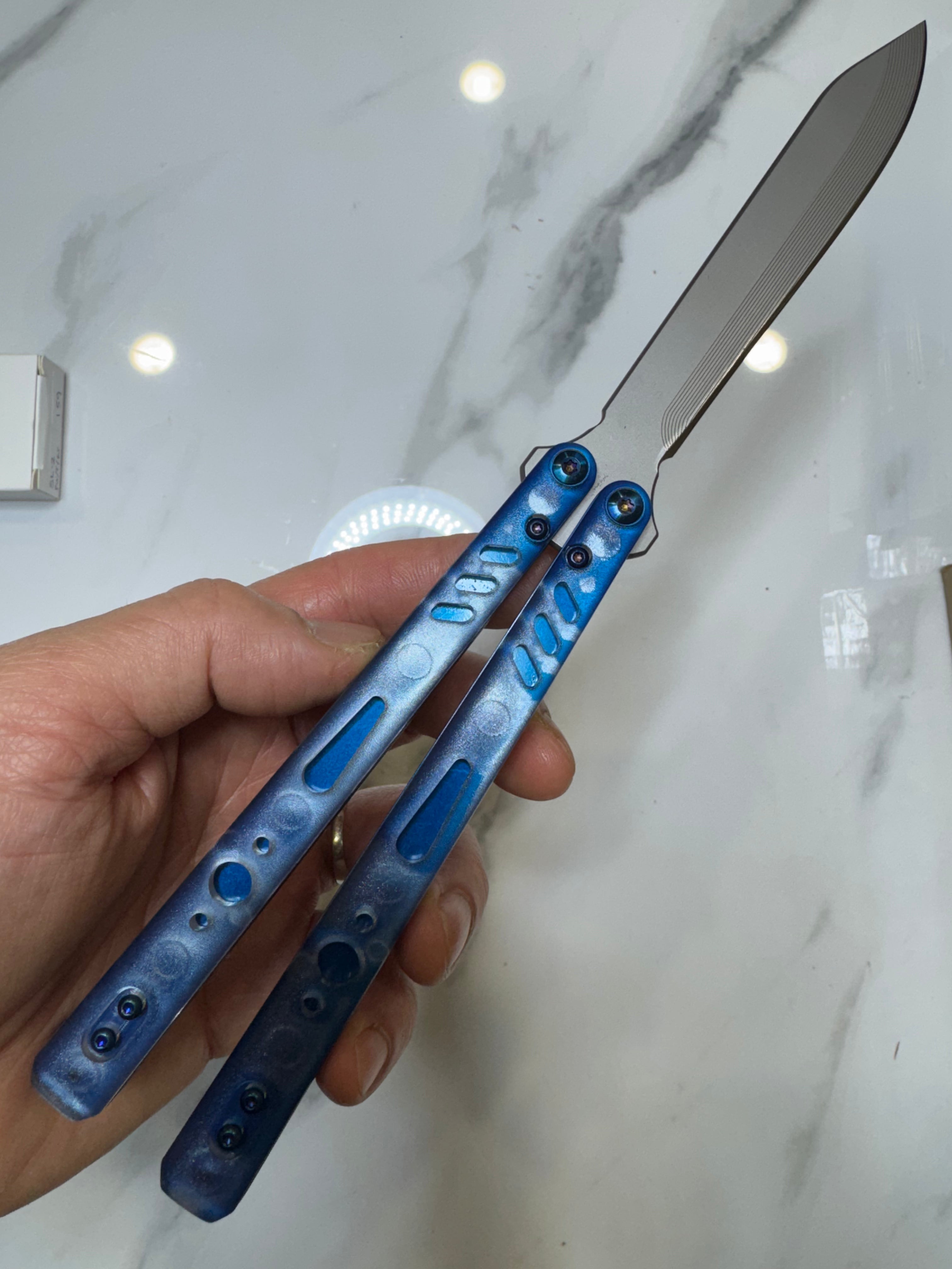 Butterfly Live Blade Balisong SEA LION2 Blue/Grey FREE SHIPPING Age 18+ only