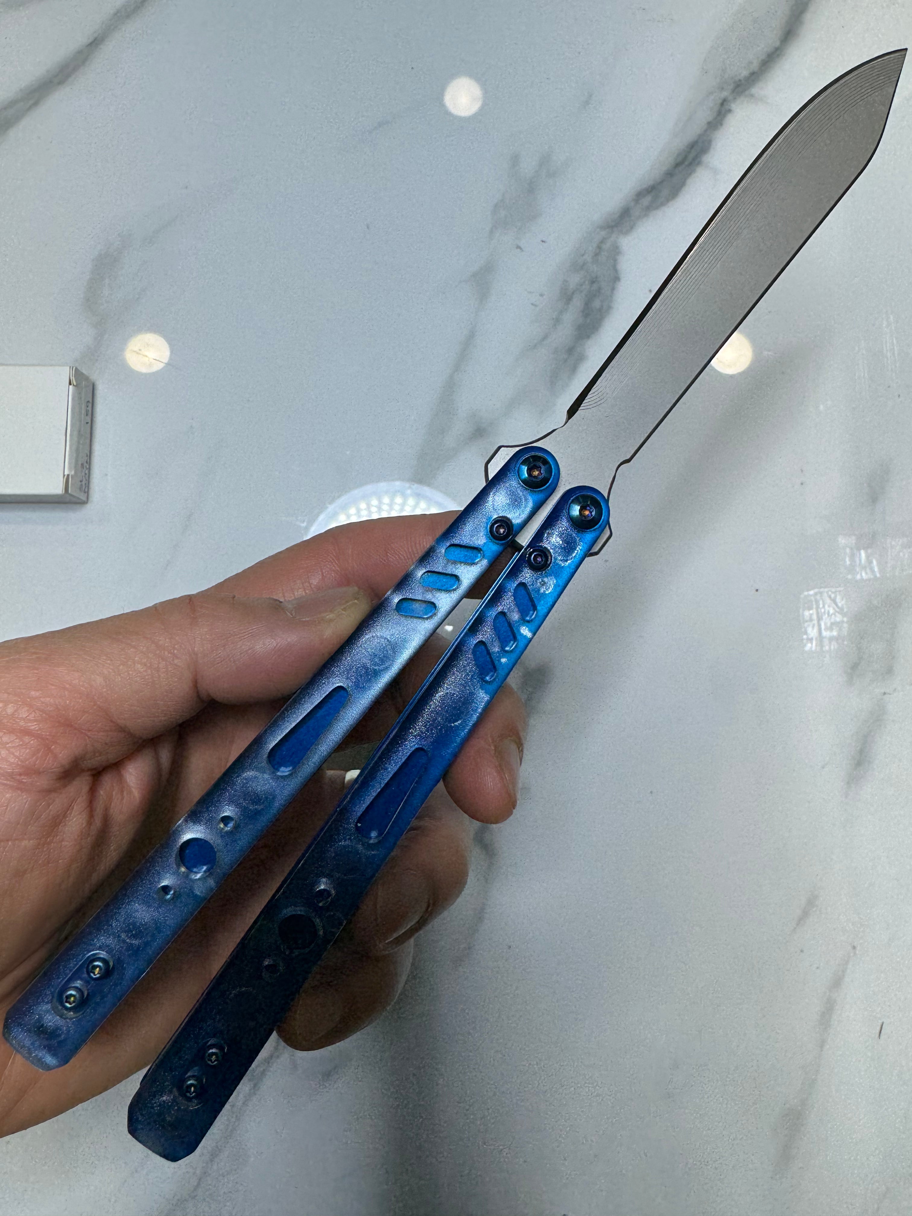 Butterfly Live Blade Balisong SEA LION2 Blue/Grey FREE SHIPPING Age 18+ only