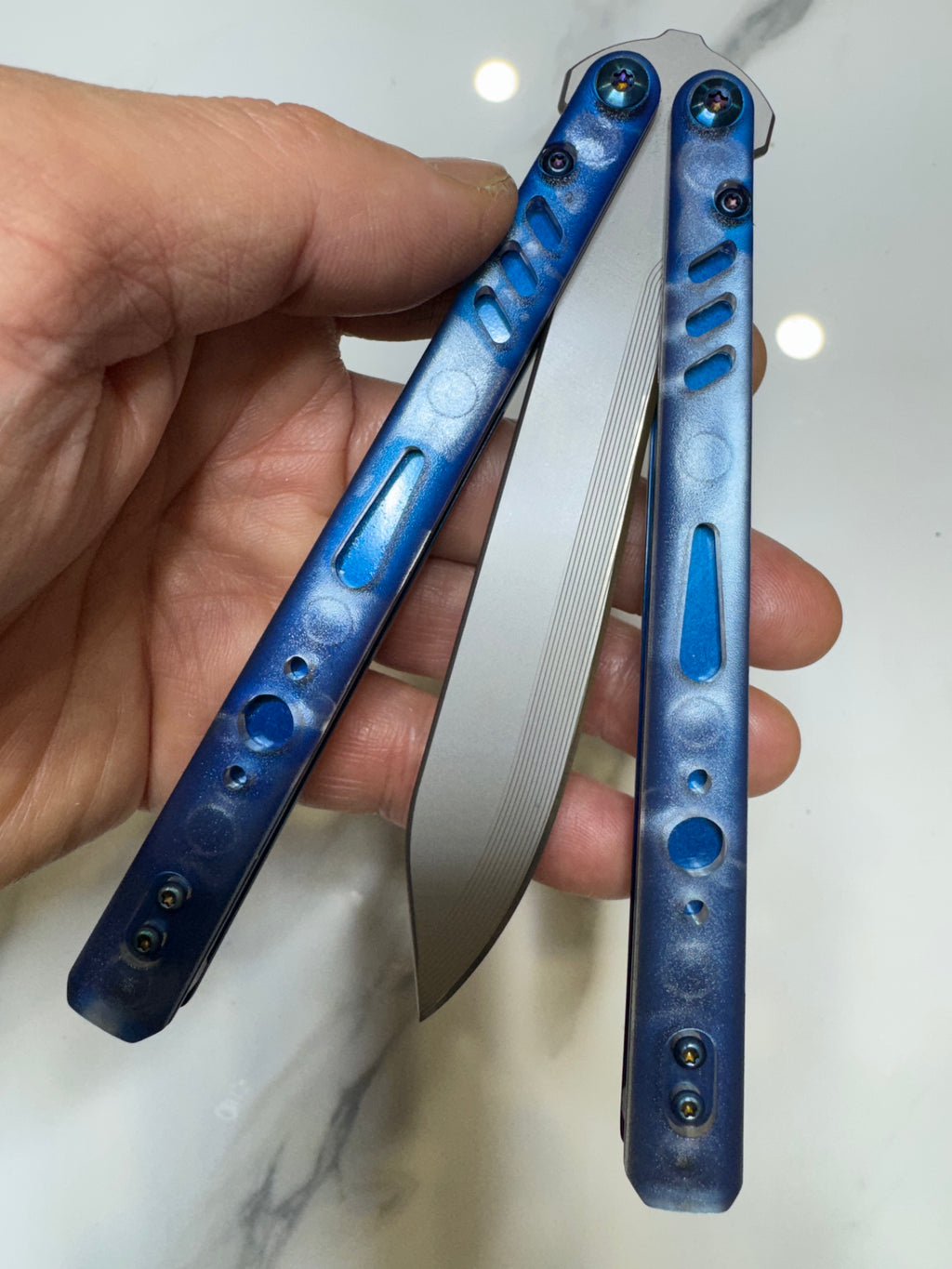 Butterfly Live Blade Balisong SEA LION2 Blue/Grey FREE SHIPPING Age 18+ only
