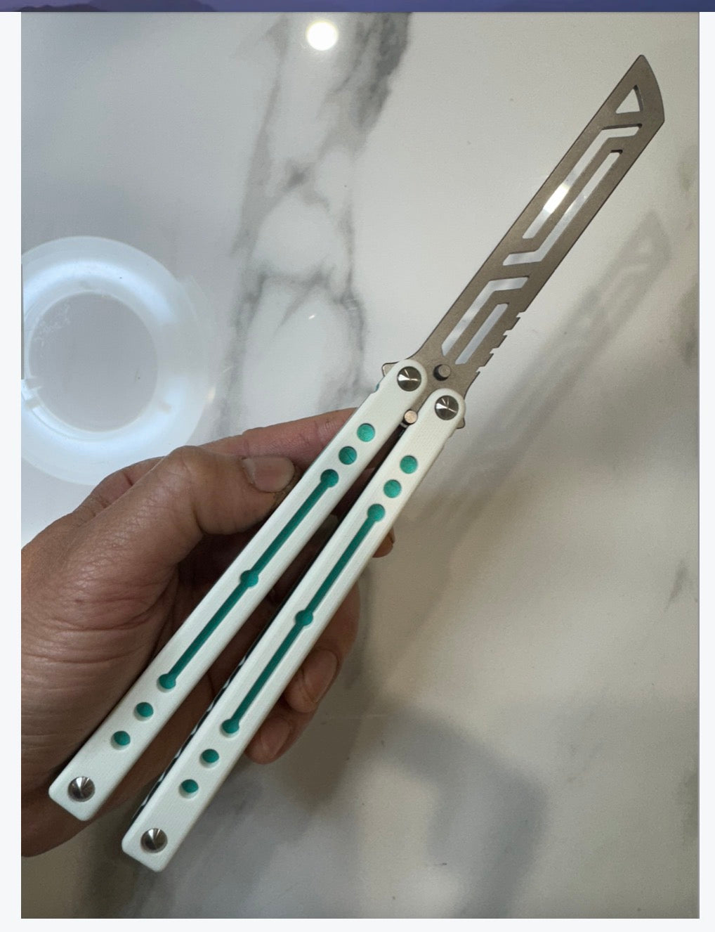 Balisong Butterfly Trainer THEONE AVATAR "WhiteGreen" PREMIUM QUALITY Free Shipping