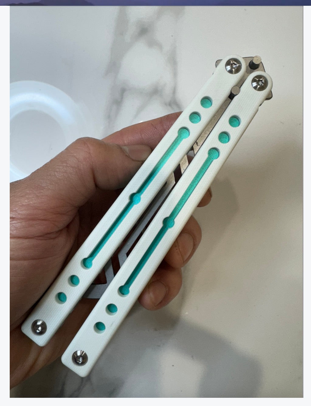 Balisong Butterfly Trainer THEONE AVATAR "WhiteGreen" PREMIUM QUALITY Free Shipping