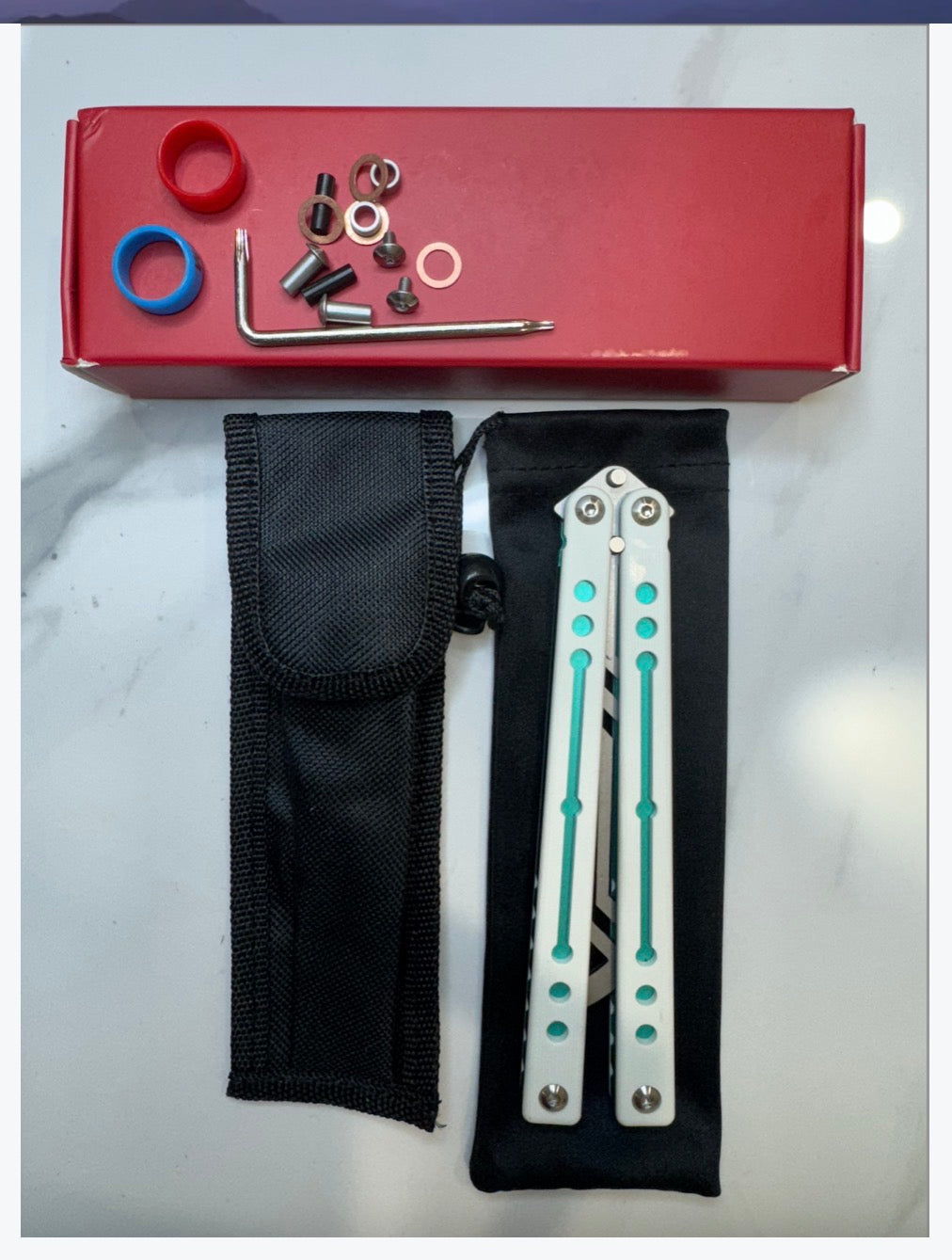Balisong Butterfly Trainer THEONE AVATAR "WhiteGreen" PREMIUM QUALITY Free Shipping