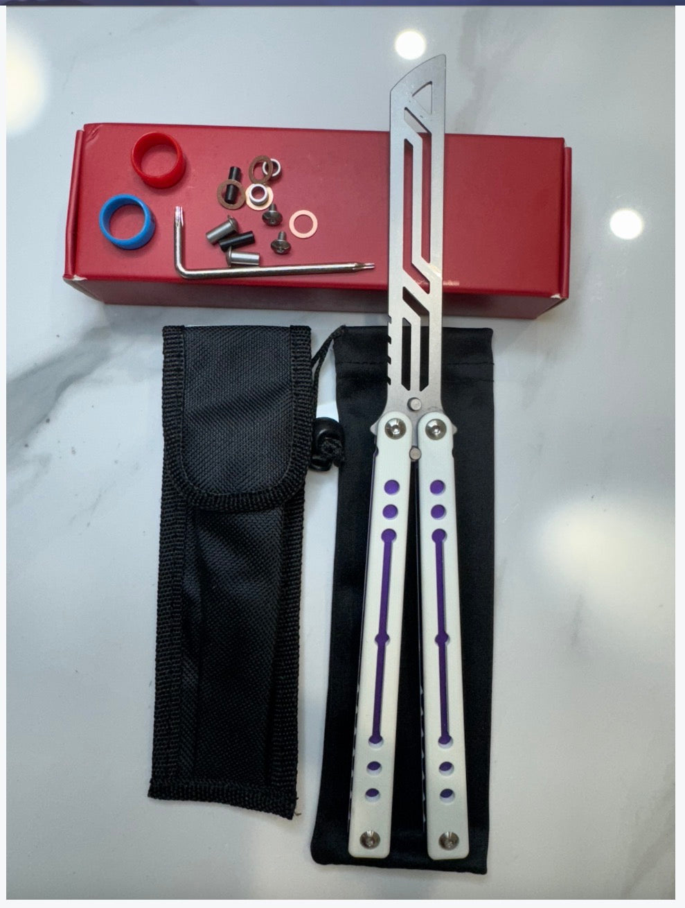 Balisong Butterfly Trainer THEONE AVATAR "WhitePurple" PREMIUM QUALITY Free Shipping