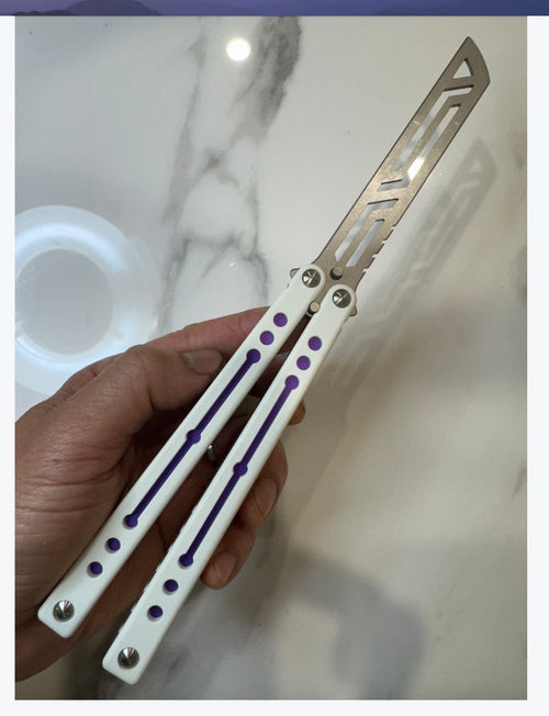 Balisong Butterfly Trainer THEONE AVATAR "WhitePurple" PREMIUM QUALITY Free Shipping