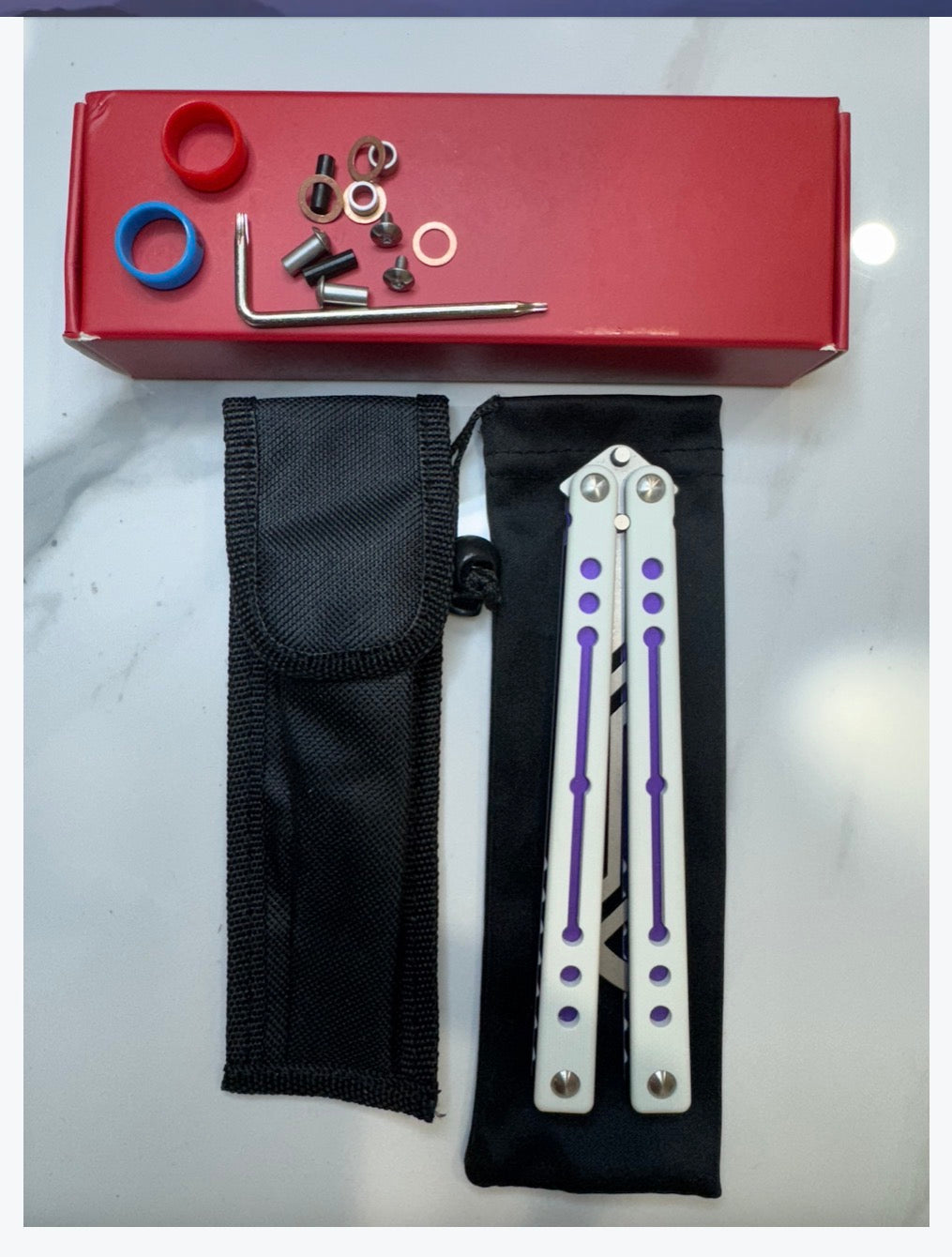 Balisong Butterfly Trainer THEONE AVATAR "WhitePurple" PREMIUM QUALITY Free Shipping