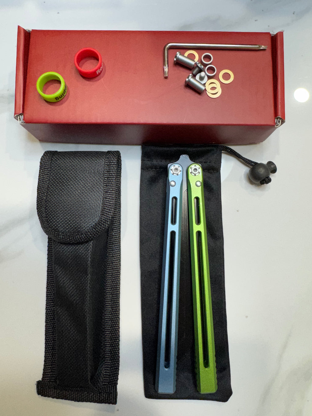 SEA SNAKE Full Aluminium Alloy Blue/Green Black blunt blade Safe Balisong Trainer PREMIUM QUALITY Free Fast Shipping