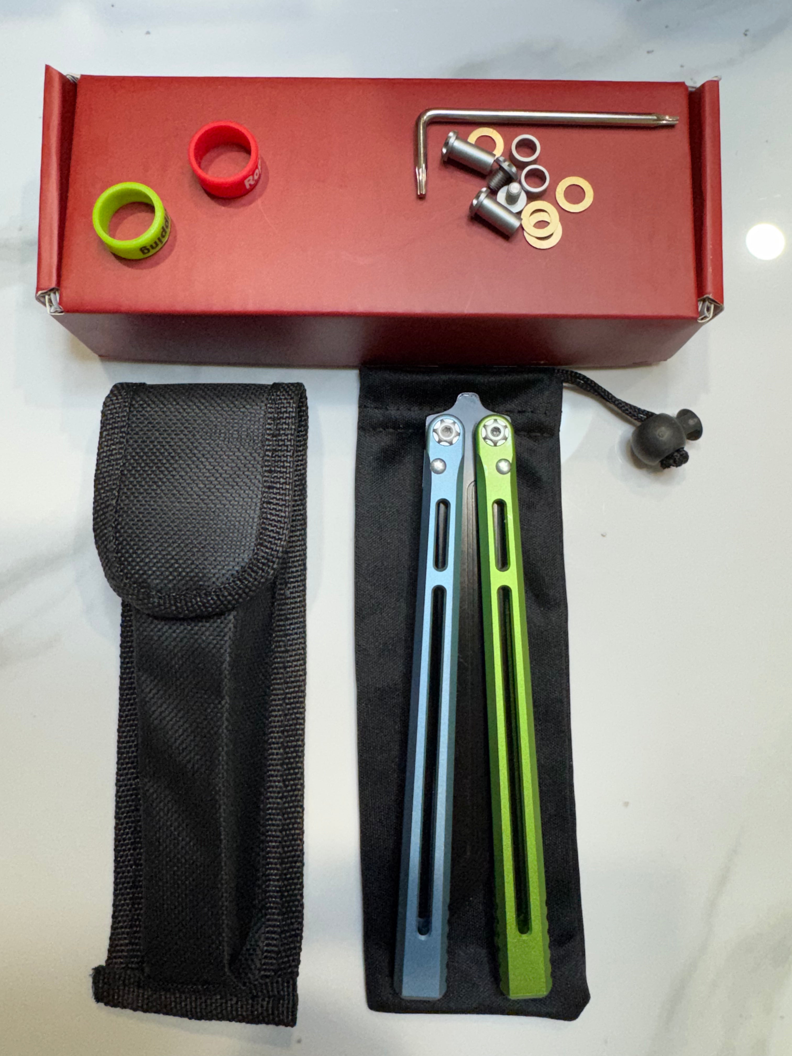 SEA SNAKE Full Aluminium Alloy Blue/Green Black blunt blade Safe Balisong Trainer PREMIUM QUALITY Free Fast Shipping