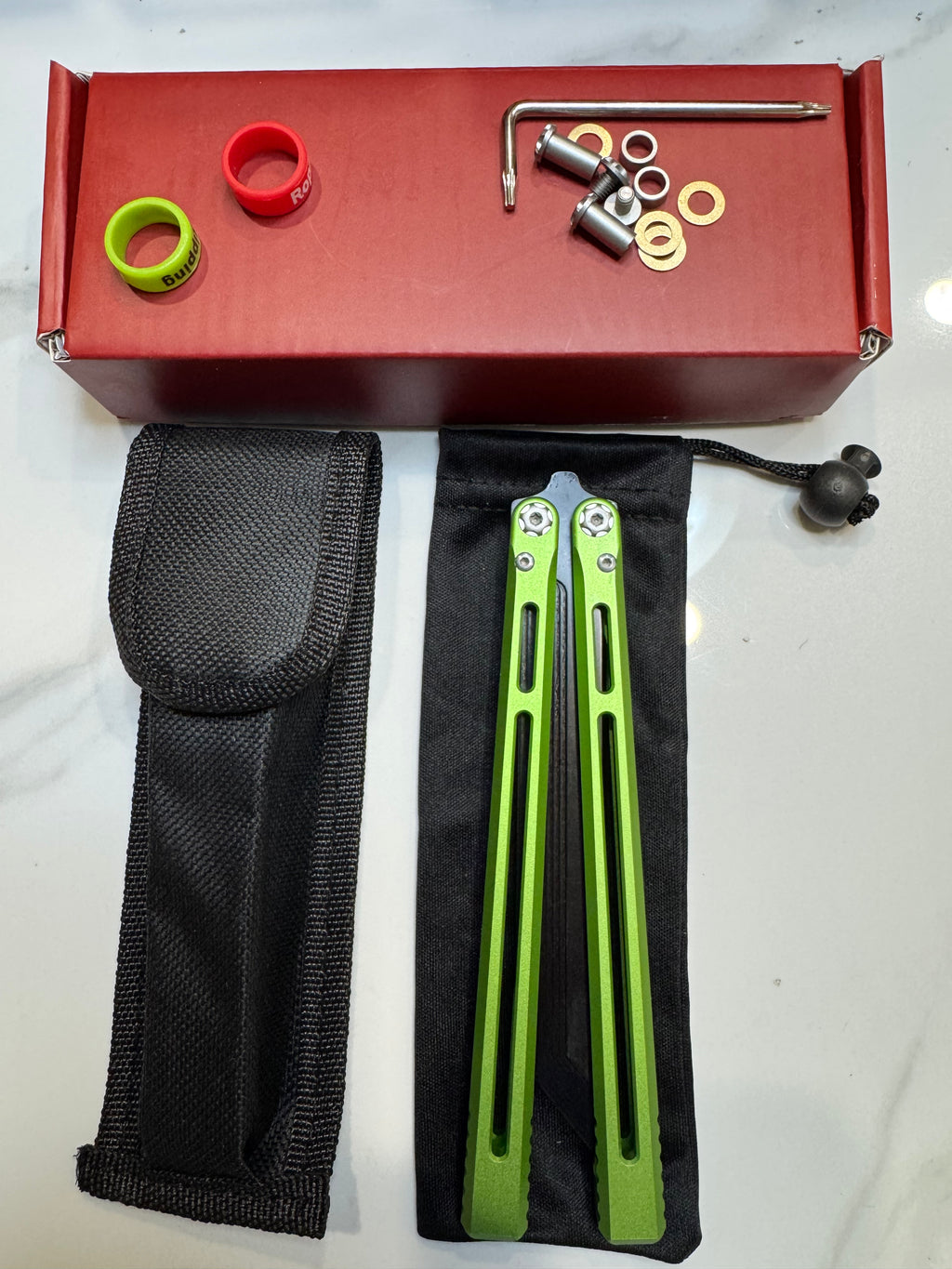 SEA SNAKE Full Aluminium Alloy Green/Black blunt blade Safe Balisong Trainer PREMIUM QUALITY Free Fast Shipping